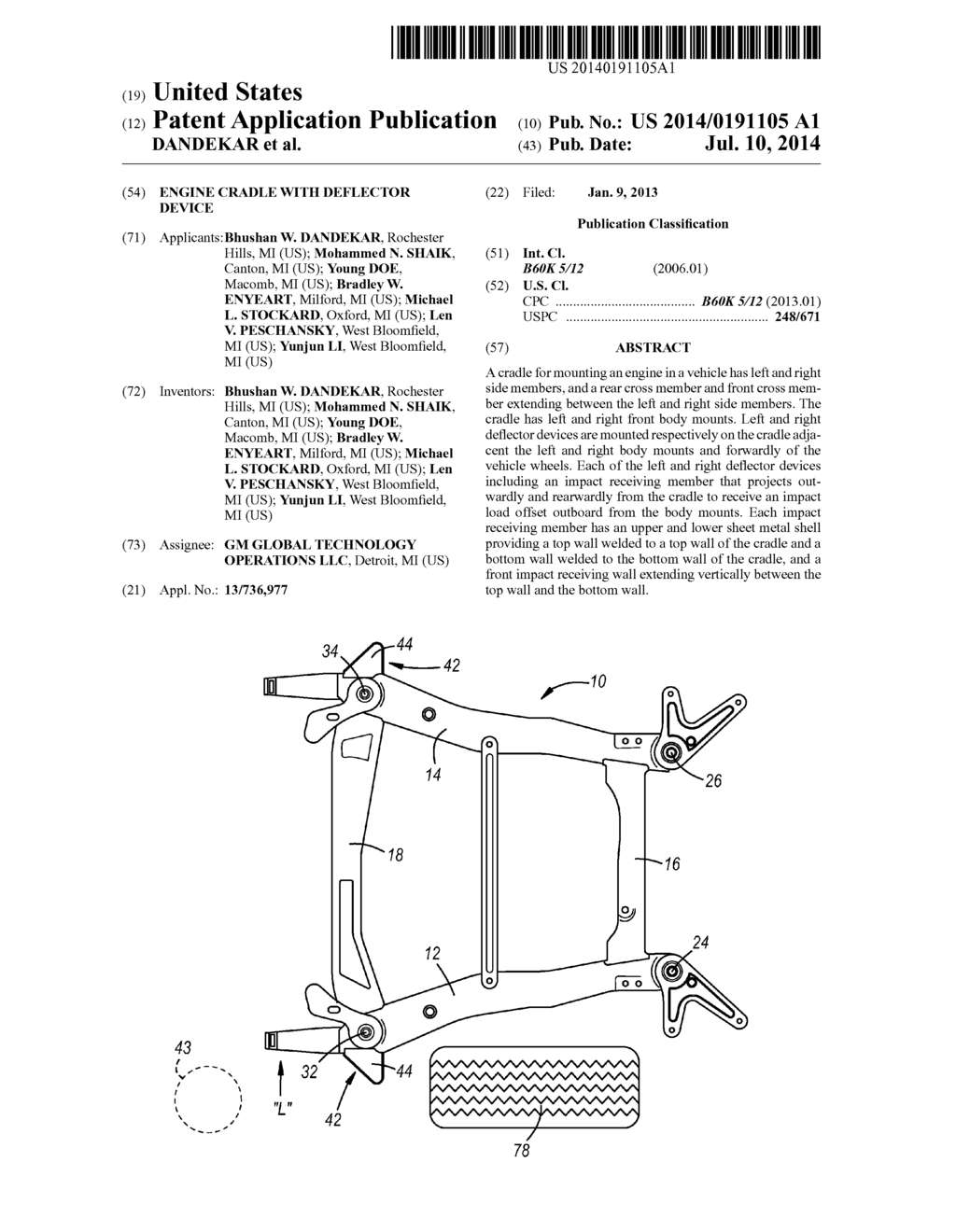 ENGINE CRADLE WITH DEFLECTOR DEVICE - diagram, schematic, and image 01