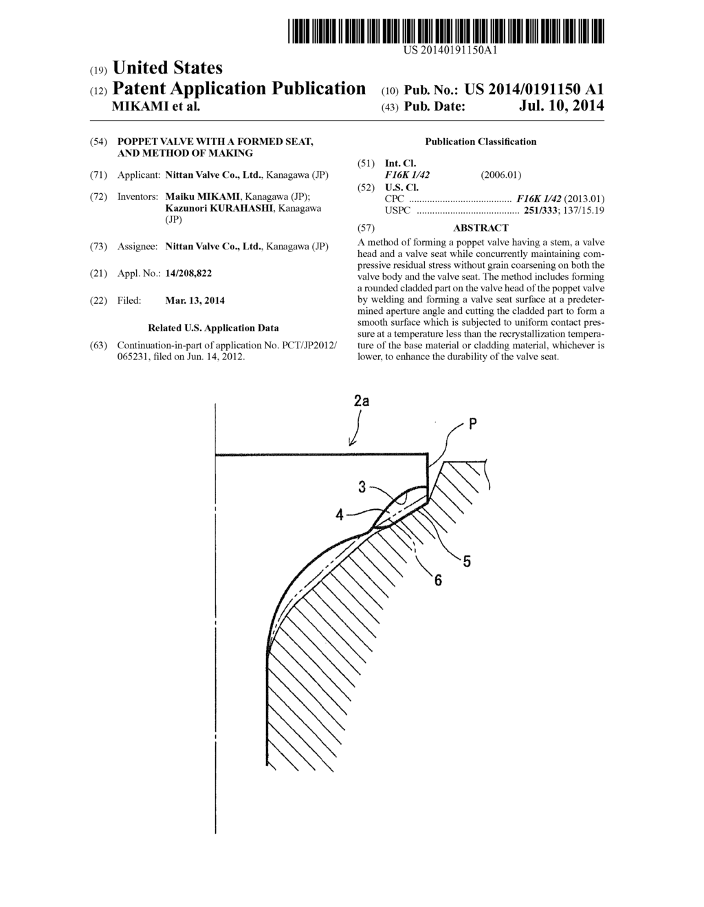 POPPET VALVE WITH A FORMED SEAT, AND METHOD OF MAKING - diagram, schematic, and image 01