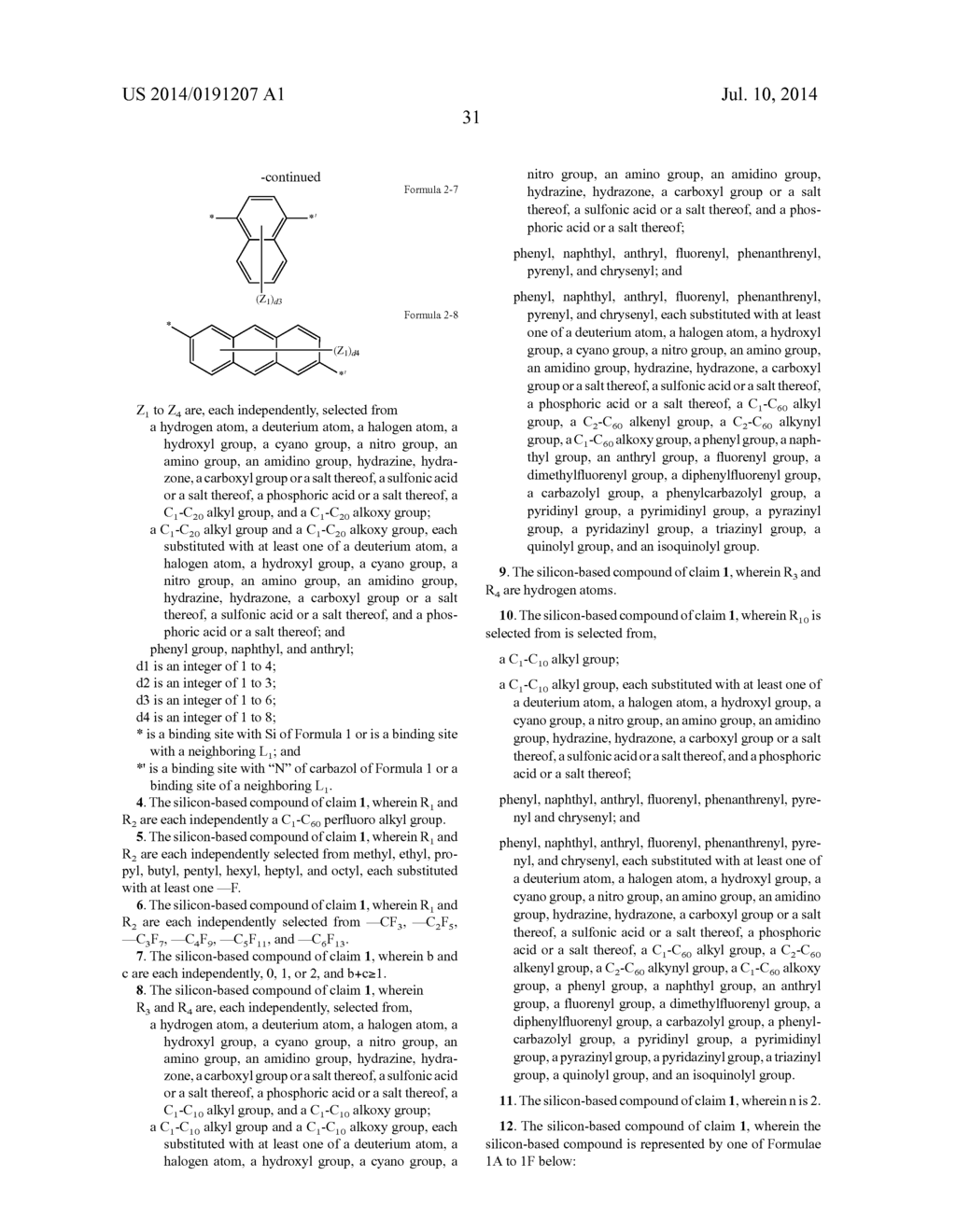 SILICON-BASED COMPOUND AND ORGANIC LIGHT EMITTING DIODE COMPRISING THE     SAME - diagram, schematic, and image 37