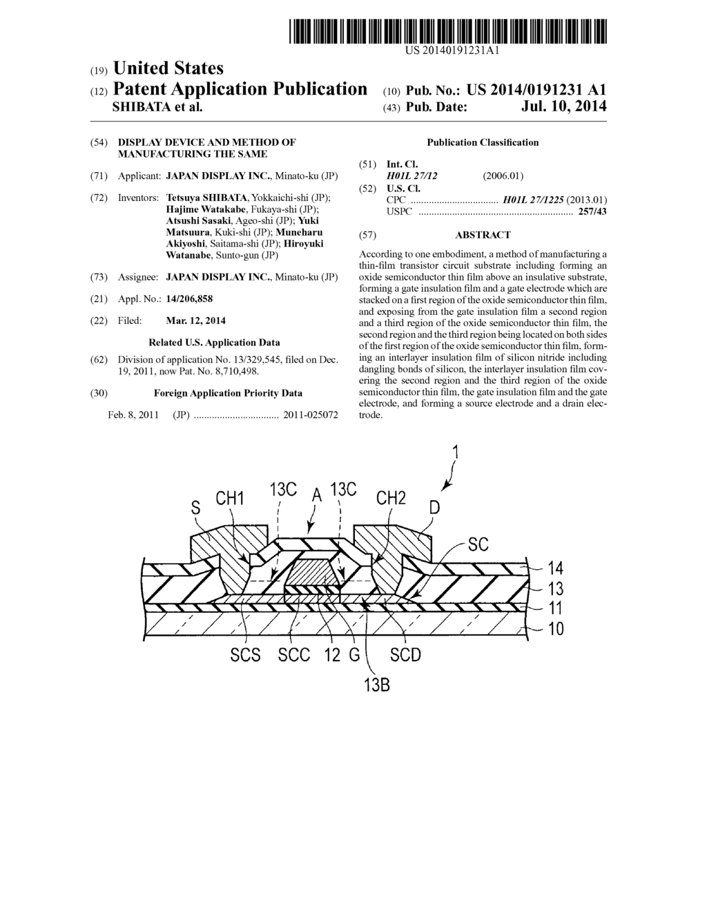 DISPLAY DEVICE AND METHOD OF MANUFACTURING THE SAME - diagram, schematic, and image 01