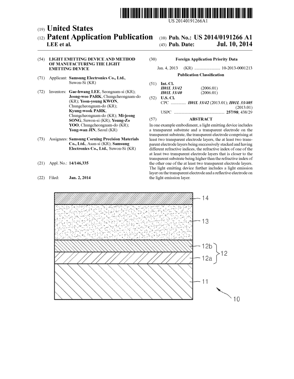 LIGHT EMITTING DEVICE AND METHOD OF MANUFACTURING THE LIGHT EMITTING     DEVICE - diagram, schematic, and image 01