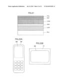 Display device with display panel forming image display and LCD panel     having strip-shaped electrodes and light shielding portion diagram and image