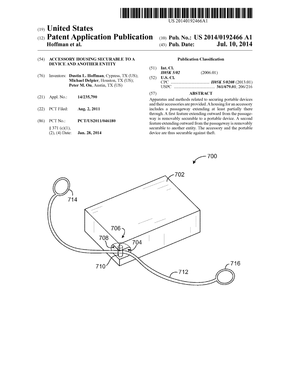 ACCESSORY HOUSING SECURABLE TO A DEVICE AND ANOTHER ENTITY - diagram, schematic, and image 01