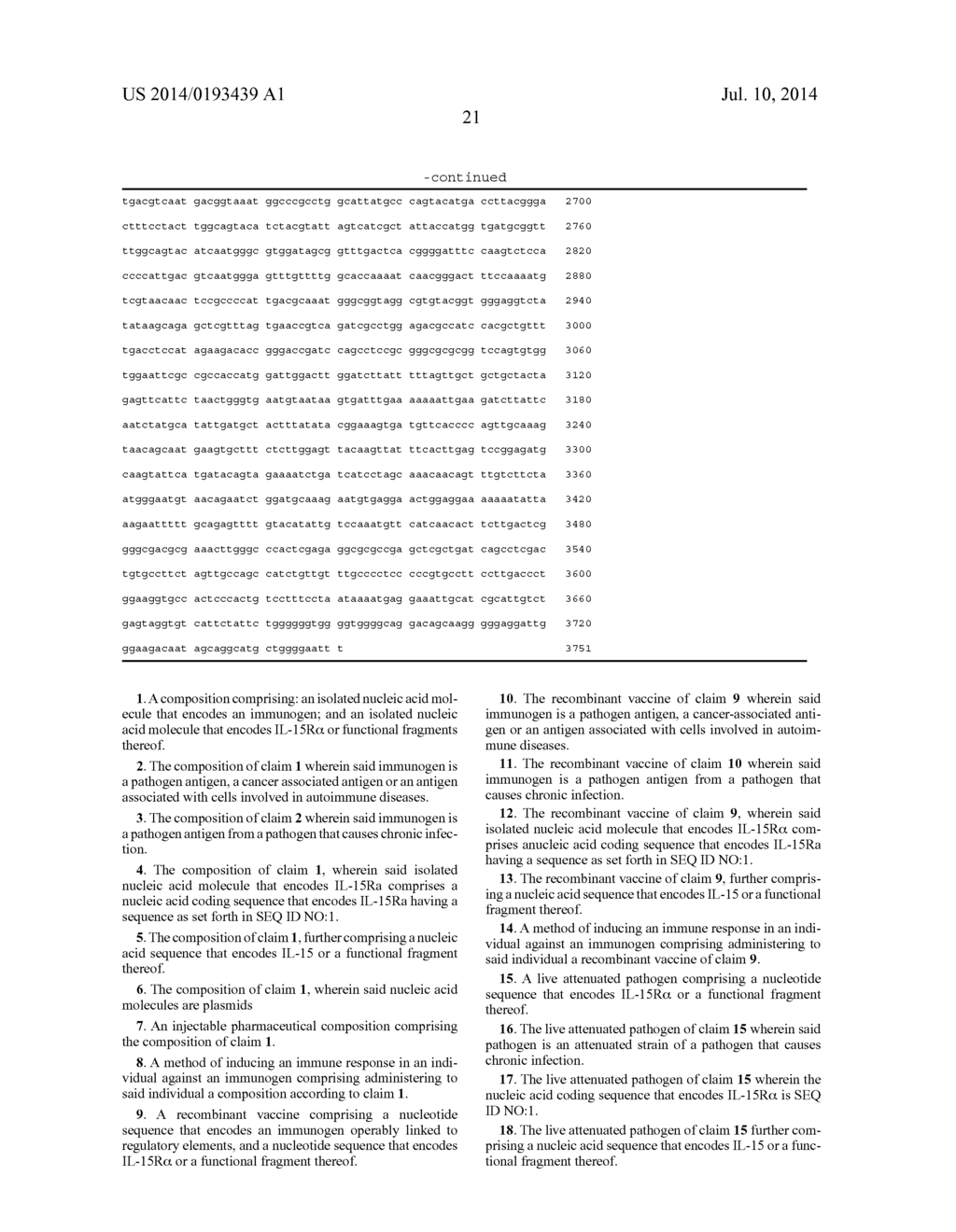 VACCINES AND IMMUNOTHERAPEUTICS COMPRISING IL-15 RECEPTOR ALPHA AND/OR     NUCLEIC ACID MOLECULES ENCODING THE SAME, AND METHODS FOR USING THE SAME - diagram, schematic, and image 37