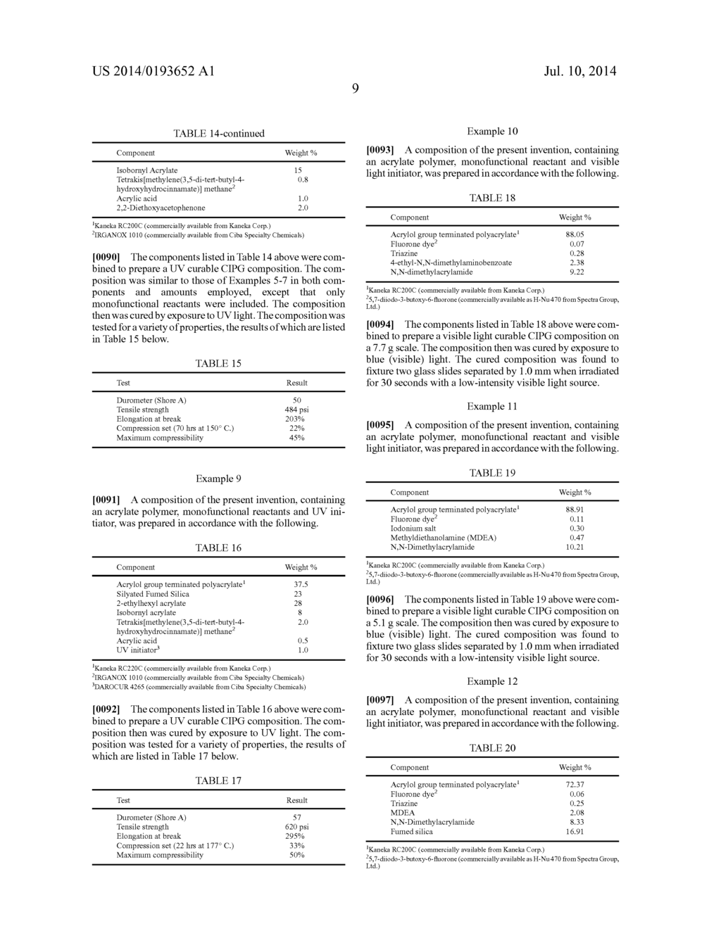 PHOTOCURABLE ELASTOMER COMPOSITIONS - diagram, schematic, and image 10