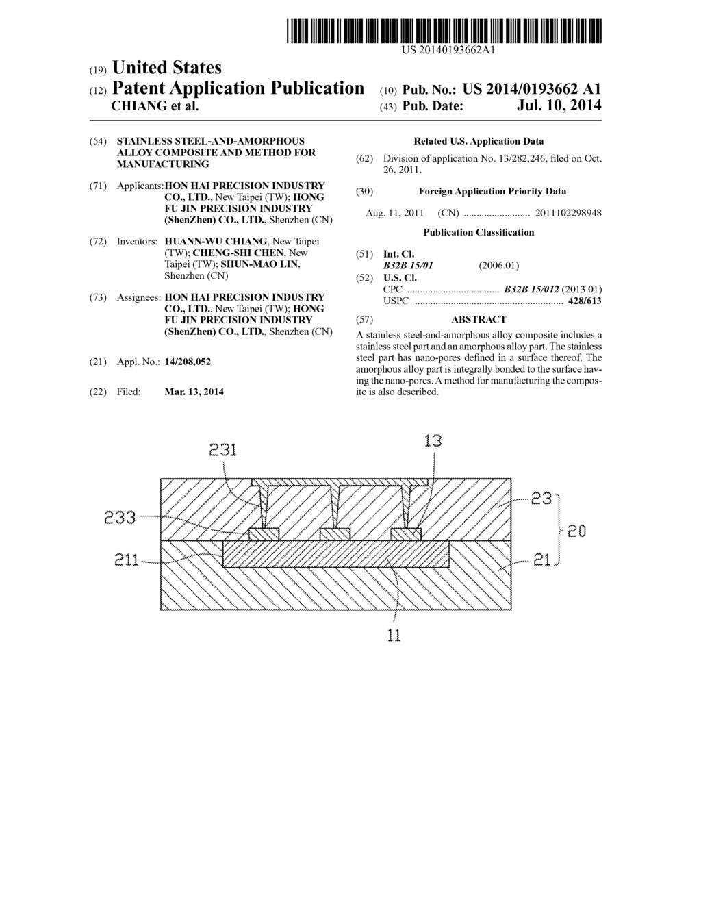 STAINLESS STEEL-AND-AMORPHOUS ALLOY COMPOSITE AND METHOD FOR MANUFACTURING - diagram, schematic, and image 01