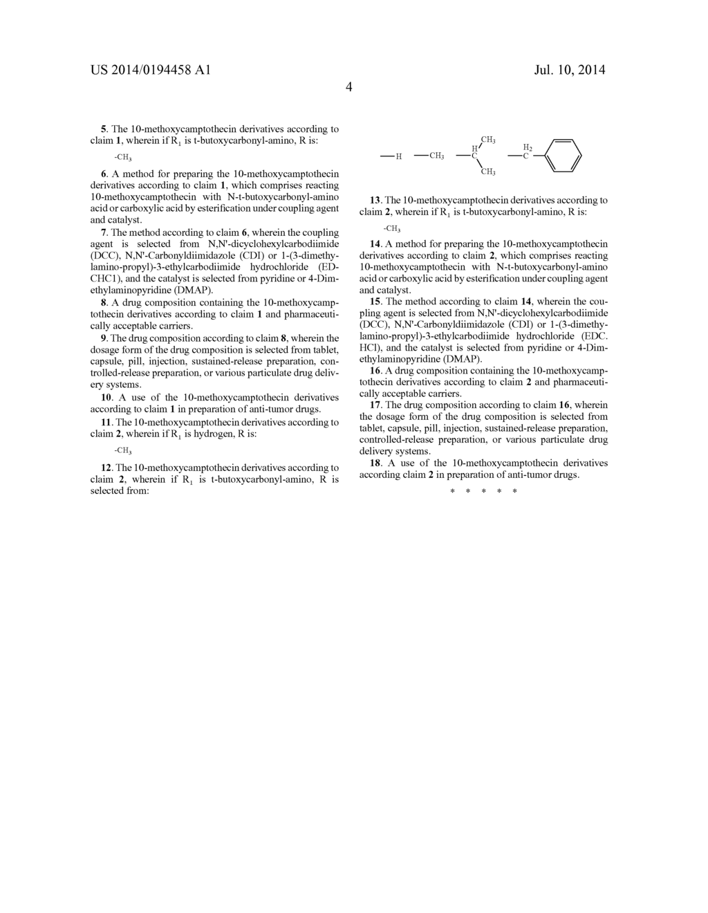 DERIVATE, PREPARATION METHOD AND USE OF 10-METHOXYCAMPTOTHECINE - diagram, schematic, and image 05