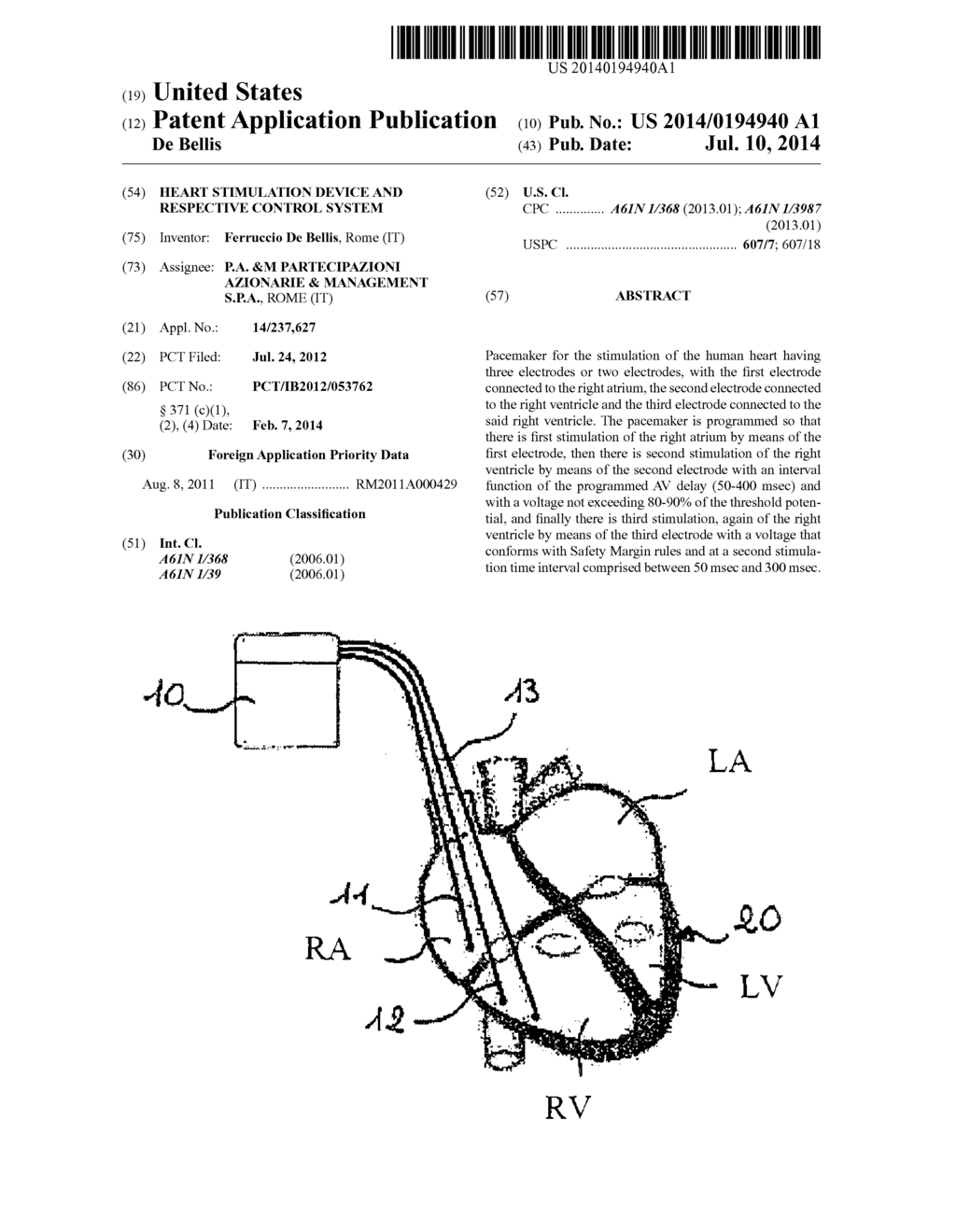 HEART STIMULATION DEVICE AND RESPECTIVE CONTROL SYSTEM - diagram, schematic, and image 01