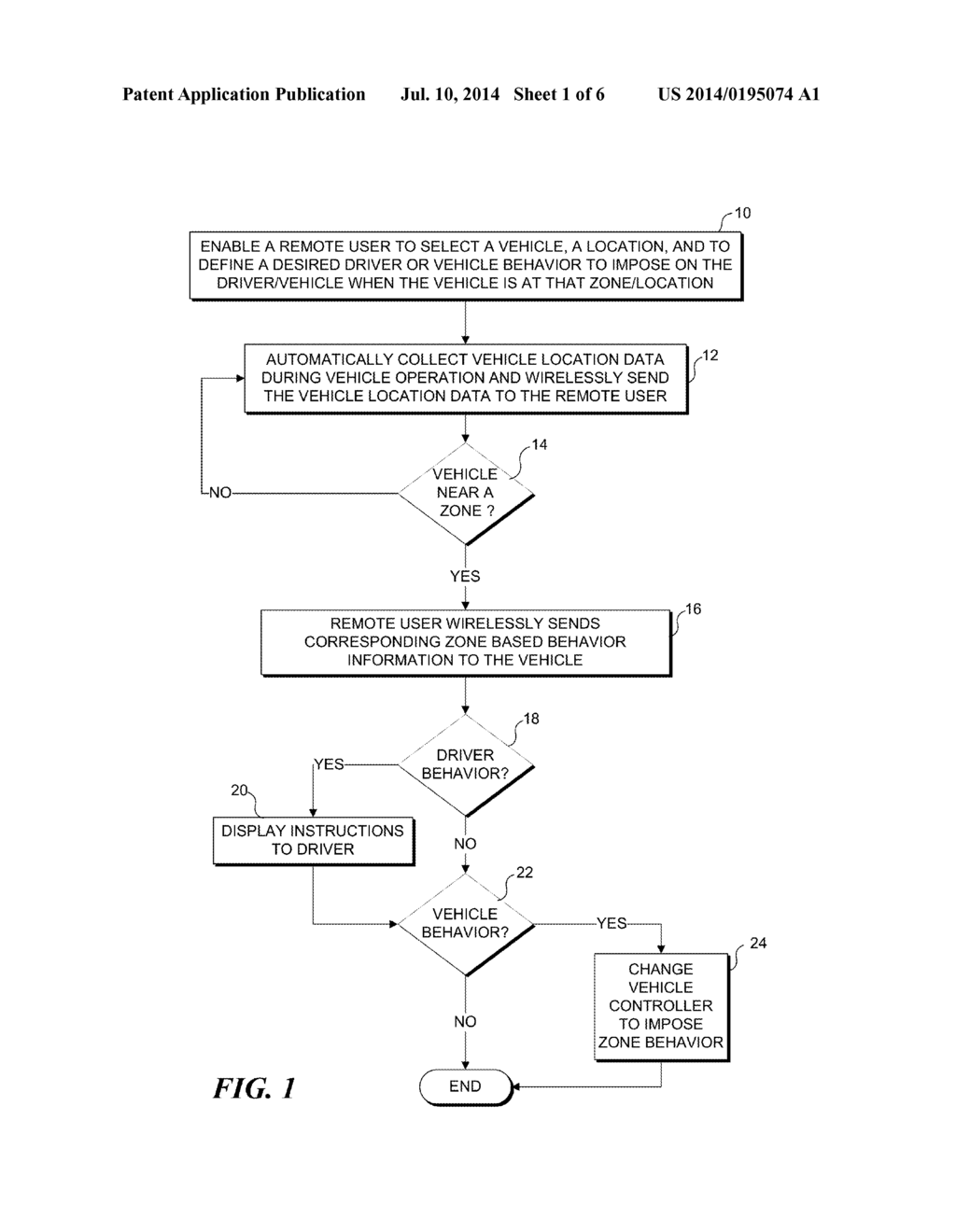 METHOD AND APPARATUS FOR CHANGING EITHER DRIVER BEHAVIOR OR VEHICLE     BEHAVIOR BASED ON CURRENT VEHICLE LOCATION AND ZONE DEFINITIONS CREATED     BY A REMOTE USER - diagram, schematic, and image 02