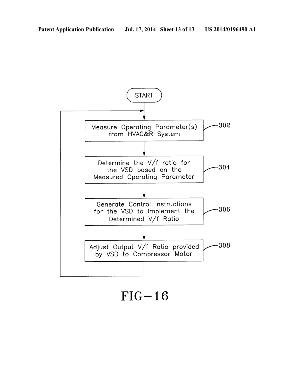 SYSTEM AND METHOD FOR CONTROLLING A VARIABLE SPEED DRIVE OF A COMPRESSOR     MOTOR - diagram, schematic, and image 14