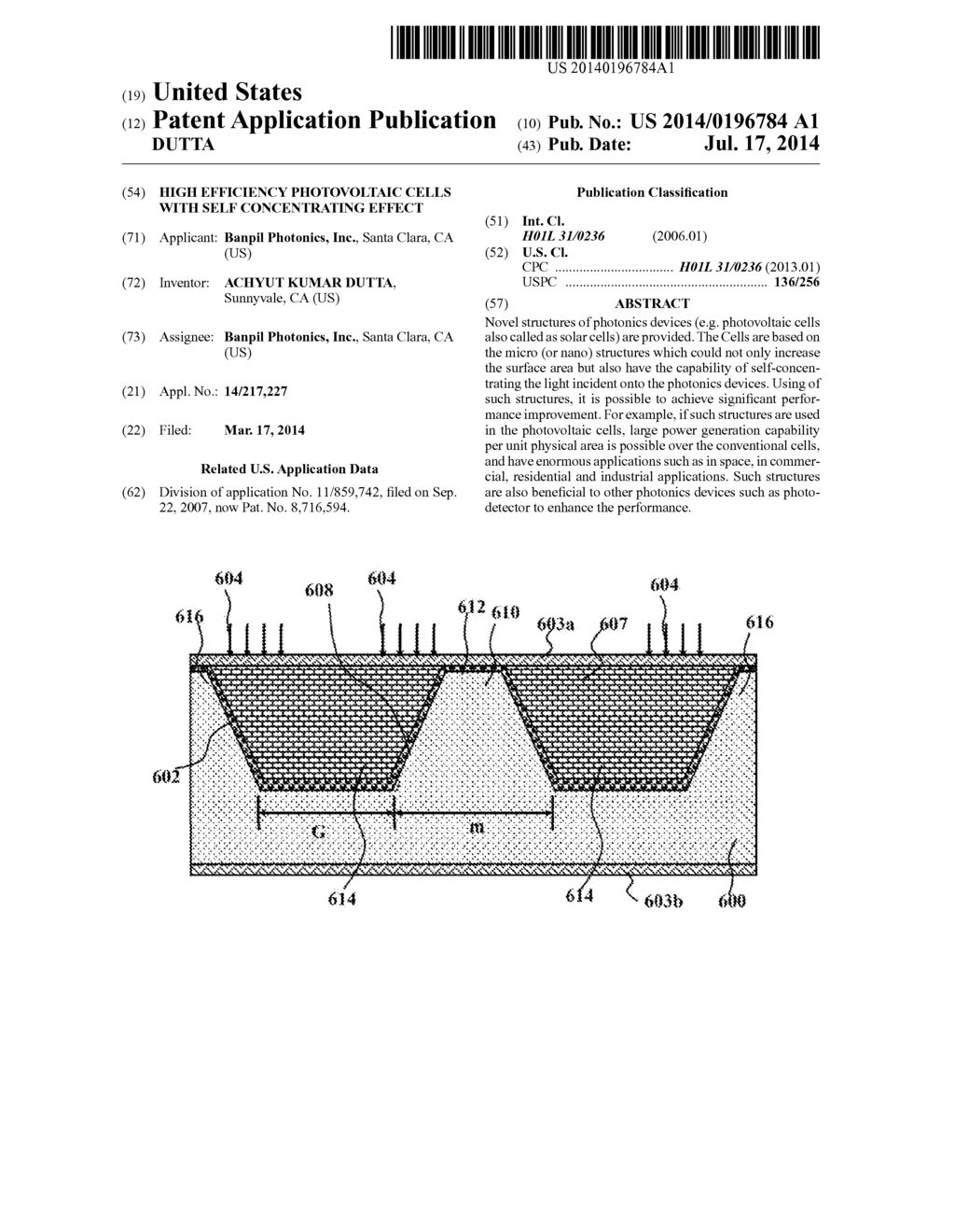 HIGH EFFICIENCY PHOTOVOLTAIC CELLS WITH SELF CONCENTRATING EFFECT - diagram, schematic, and image 01