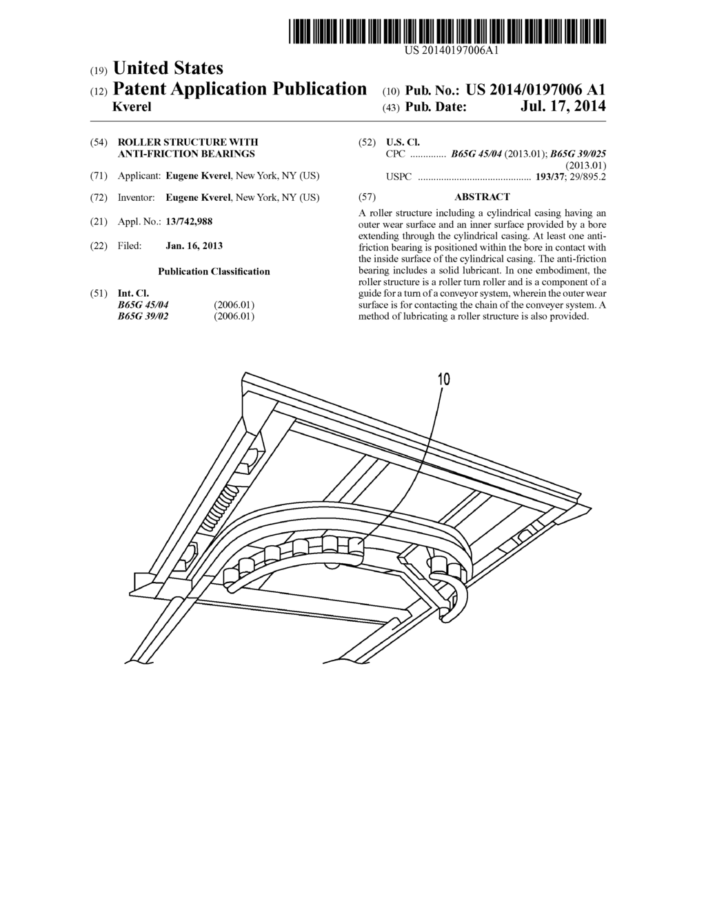 ROLLER STRUCTURE WITH ANTI-FRICTION BEARINGS - diagram, schematic, and image 01