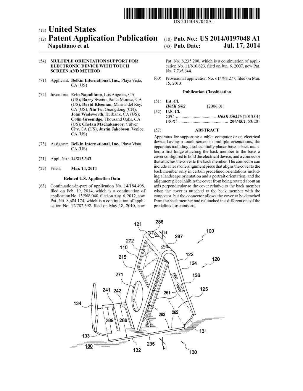 MULTIPLE ORIENTATION SUPPORT FOR ELECTRONIC DEVICE WITH TOUCH SCREEN AND     METHOD - diagram, schematic, and image 01