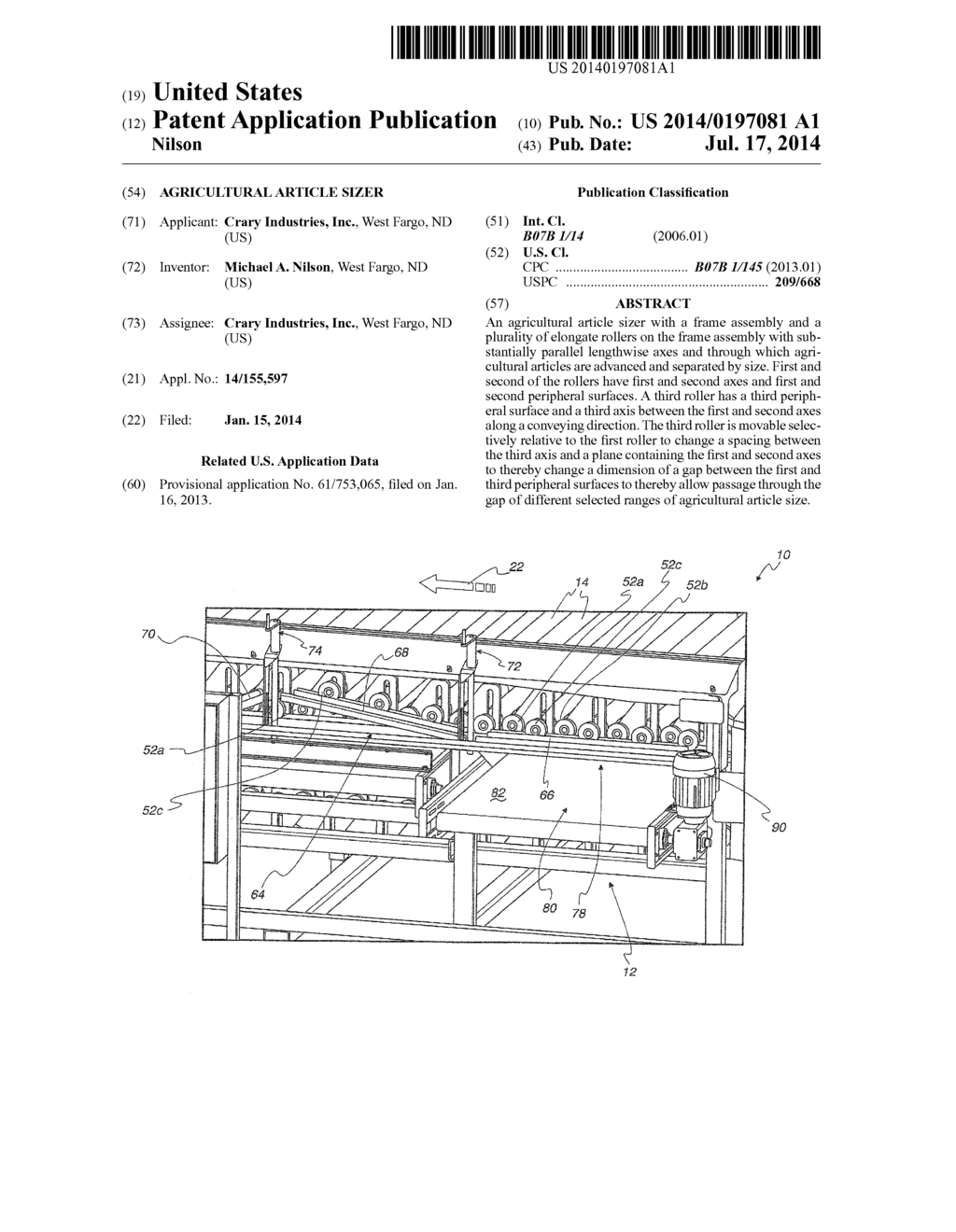 AGRICULTURAL ARTICLE SIZER - diagram, schematic, and image 01