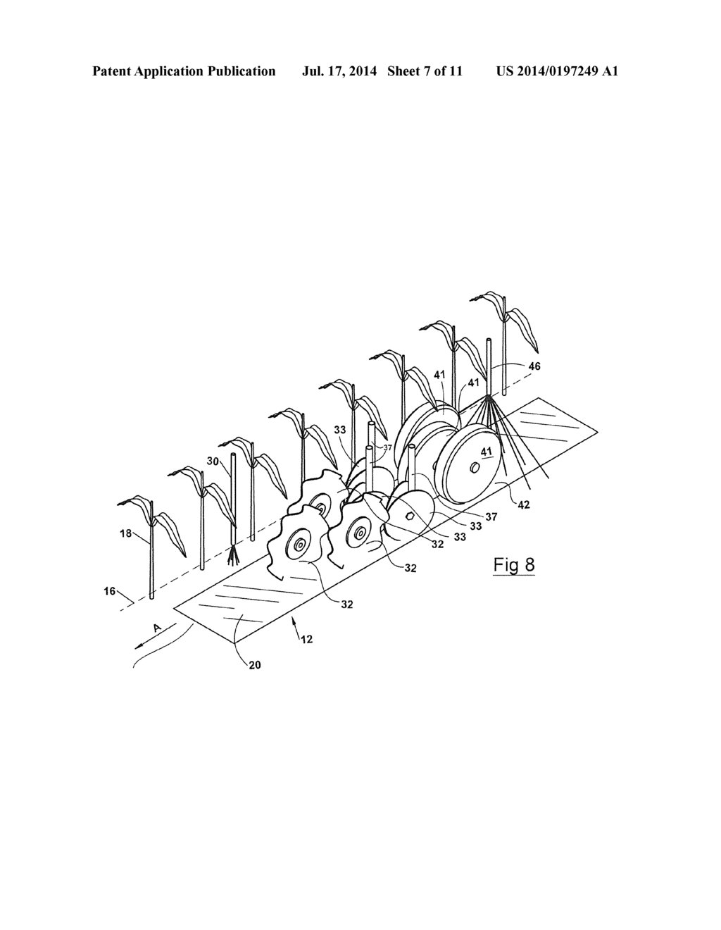 APPARATUS AND METHOD FOR NO-TILL INTER-ROW SIMULTANEOUS APPLICATION OF     HERBICIDE AND FERTILIZER, SOIL PREPARATION, AND SEEDING OF A COVER CROP     IN A STANDING CROP - diagram, schematic, and image 08