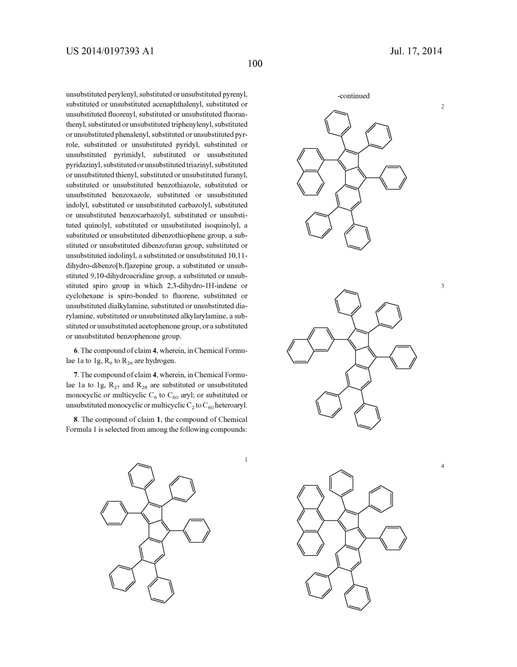 HYDROCARBON-BASED FUSED RING COMPOUND AND ORGANIC LIGHT EMITTING DEVICE     USING THE SAME - diagram, schematic, and image 105