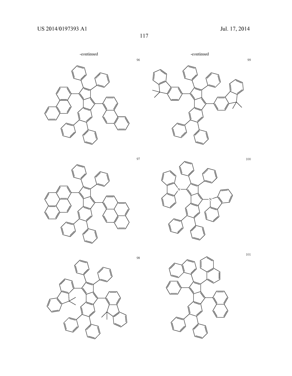 HYDROCARBON-BASED FUSED RING COMPOUND AND ORGANIC LIGHT EMITTING DEVICE     USING THE SAME - diagram, schematic, and image 122