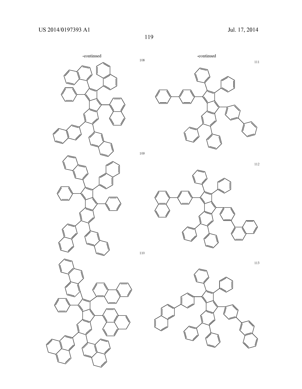 HYDROCARBON-BASED FUSED RING COMPOUND AND ORGANIC LIGHT EMITTING DEVICE     USING THE SAME - diagram, schematic, and image 124