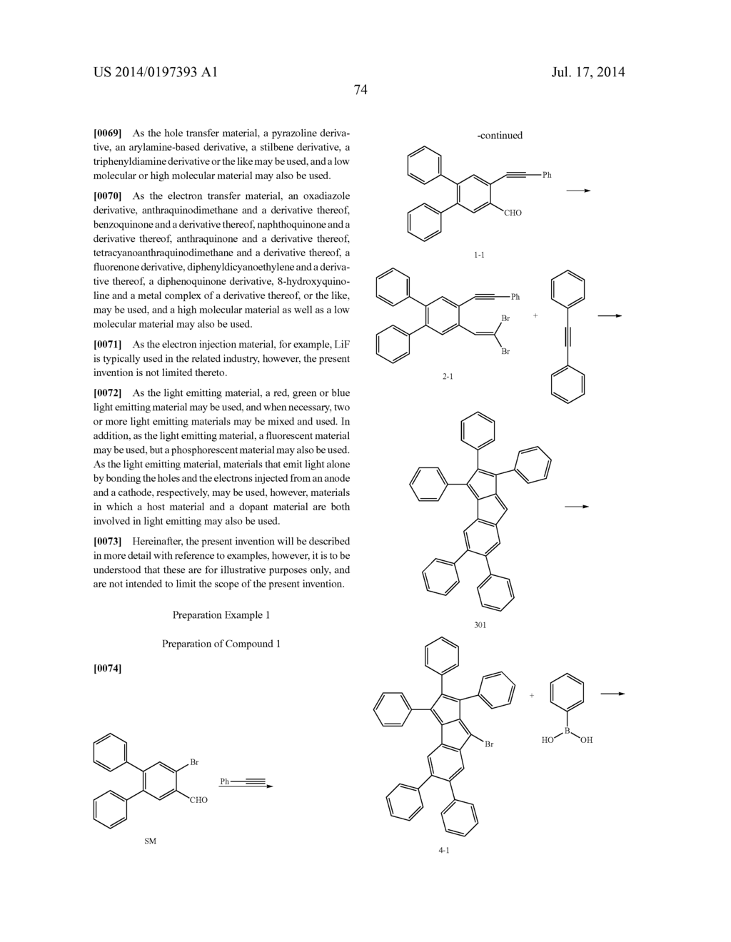 HYDROCARBON-BASED FUSED RING COMPOUND AND ORGANIC LIGHT EMITTING DEVICE     USING THE SAME - diagram, schematic, and image 79