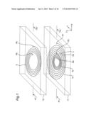 CONTACTLESS CONNECTOR SYSTEM TOLERANT OF POSITION DISPLACEMENT BETWEEN     TRANSMITTER COIL AND RECEIVER COIL AND HAVING HIGH TRANSMISSION     EFFICIENCY diagram and image