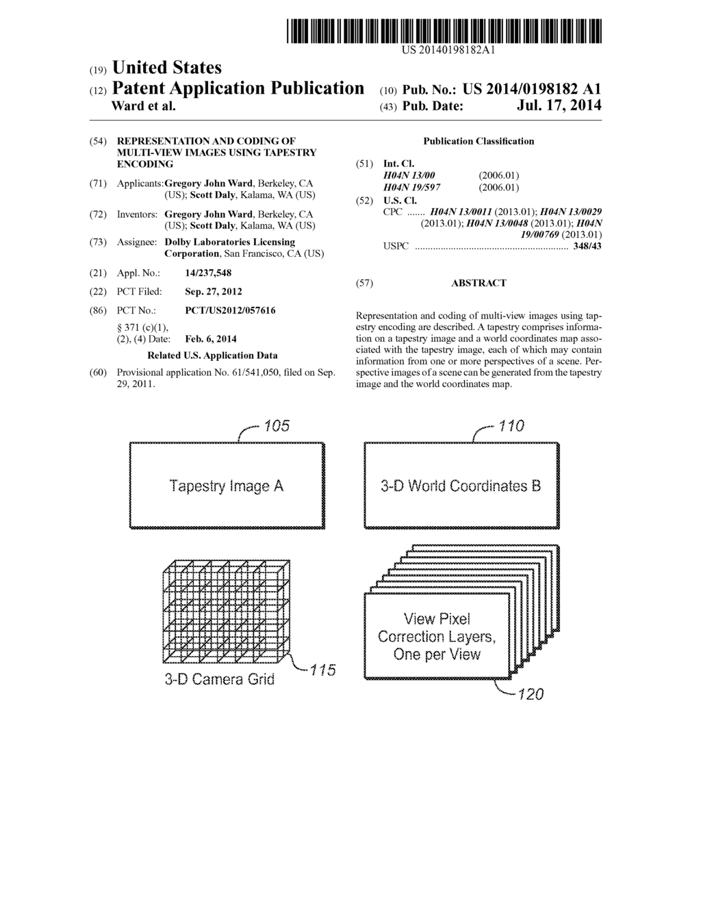 Representation and Coding of Multi-View Images Using Tapestry Encoding - diagram, schematic, and image 01