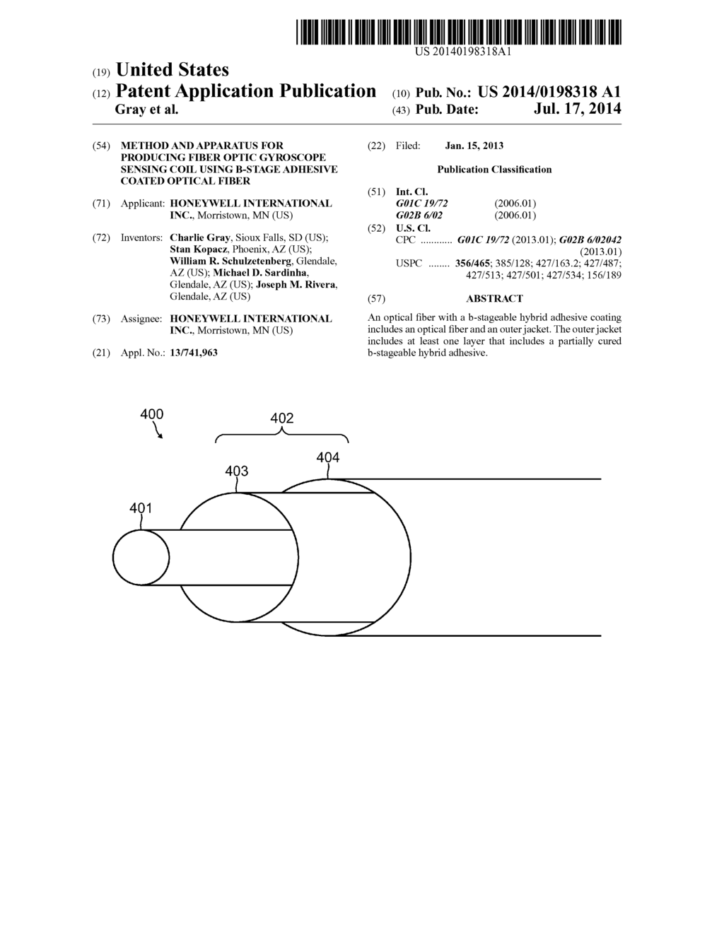 METHOD AND APPARATUS FOR PRODUCING FIBER OPTIC GYROSCOPE SENSING COIL     USING B-STAGE ADHESIVE COATED OPTICAL FIBER - diagram, schematic, and image 01