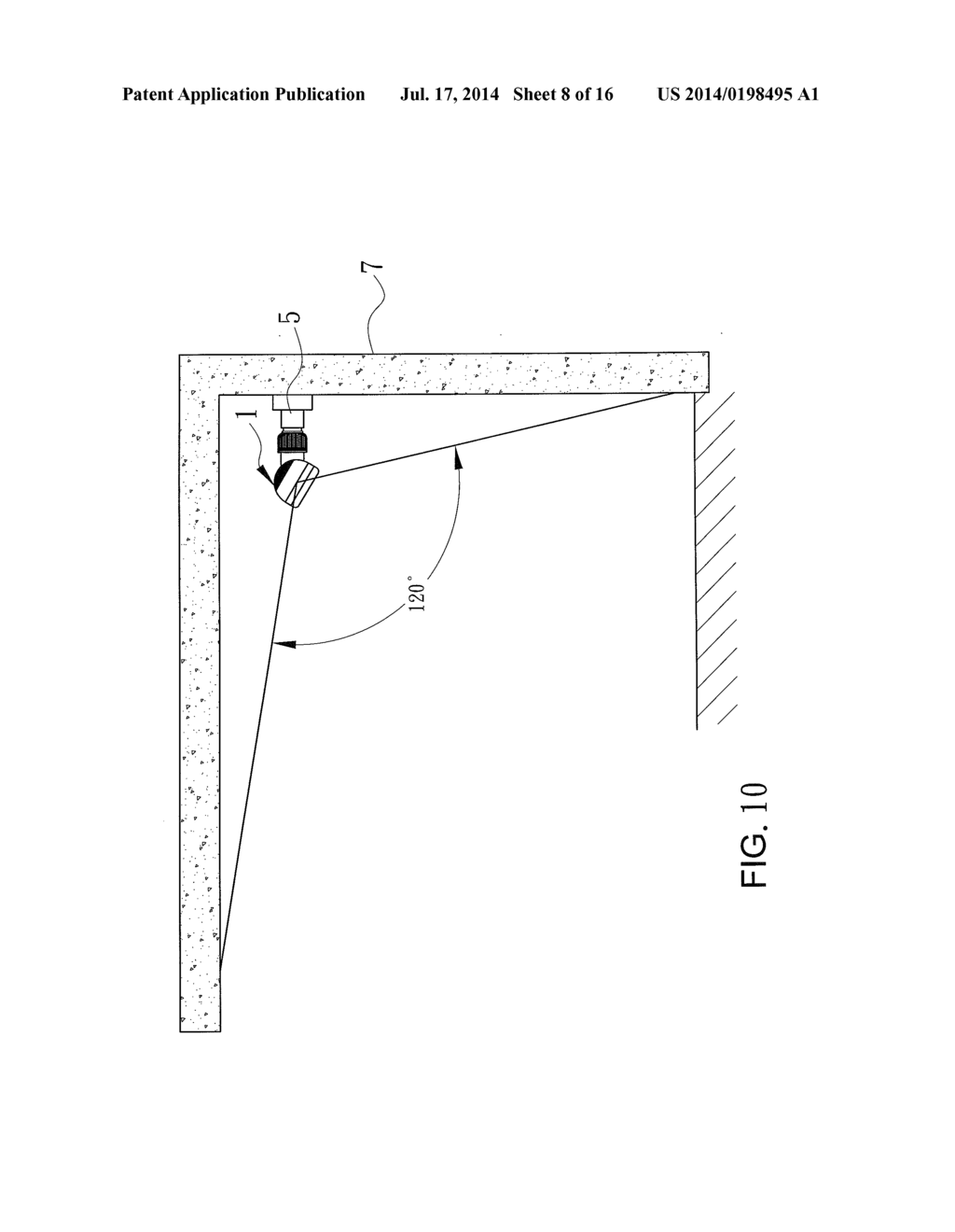 LED Bulb Laterally Installed and Projecting Light Beams onto Ground - diagram, schematic, and image 09