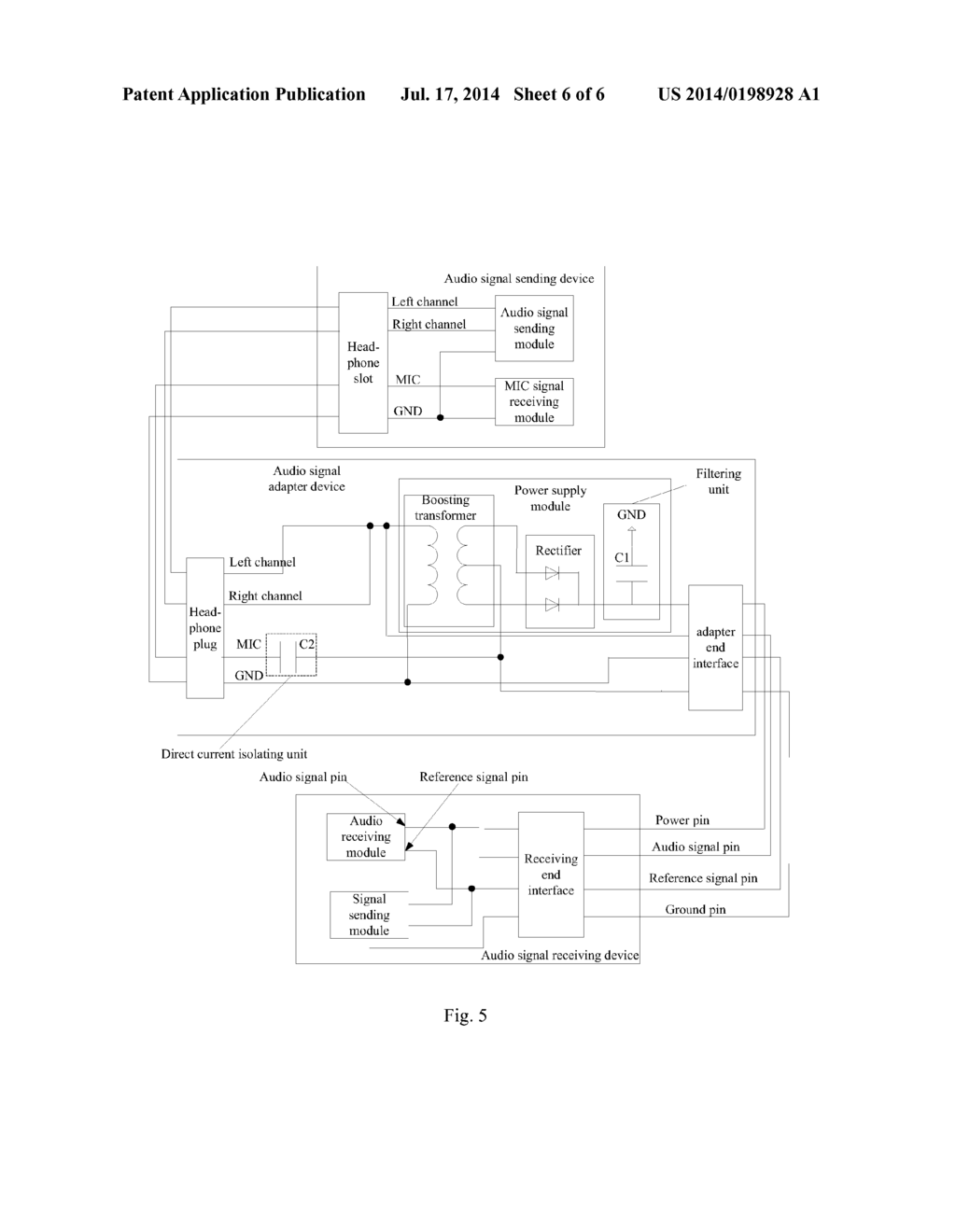 AUDIO SIGNAL RECEIVING DEVICE, AUDIO SIGNAL ADAPTER DEVICE AND SYSTEM FOR     TRANSMITTING AUDIO SIGNAL - diagram, schematic, and image 07