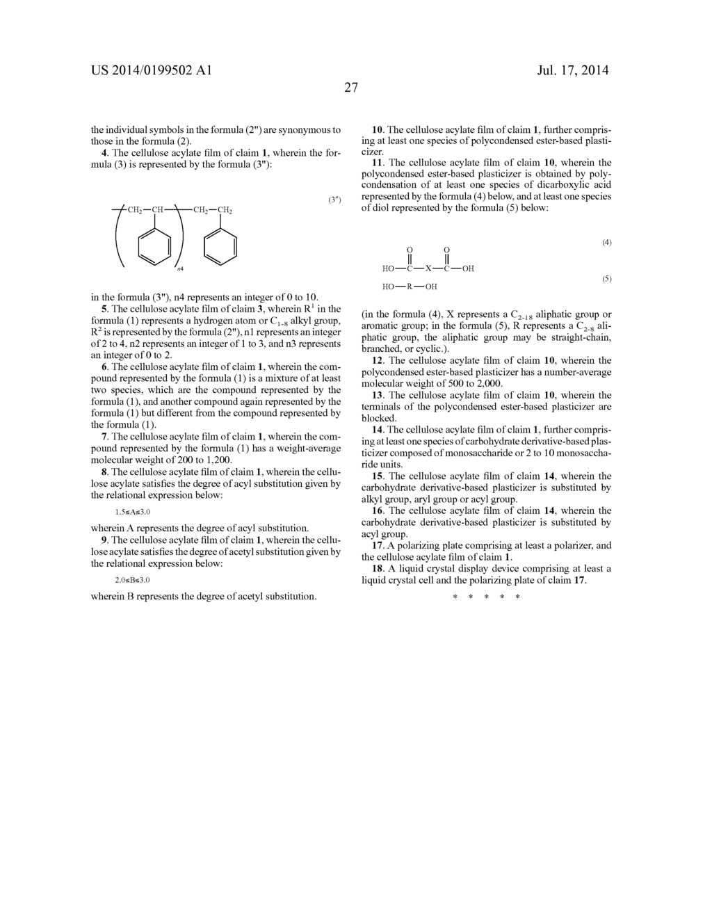 CELLULOSE ACYLATE FILM, POLARIZING PLATE AND LIQUID CRYSTAL DISPLAY DEVICE - diagram, schematic, and image 29