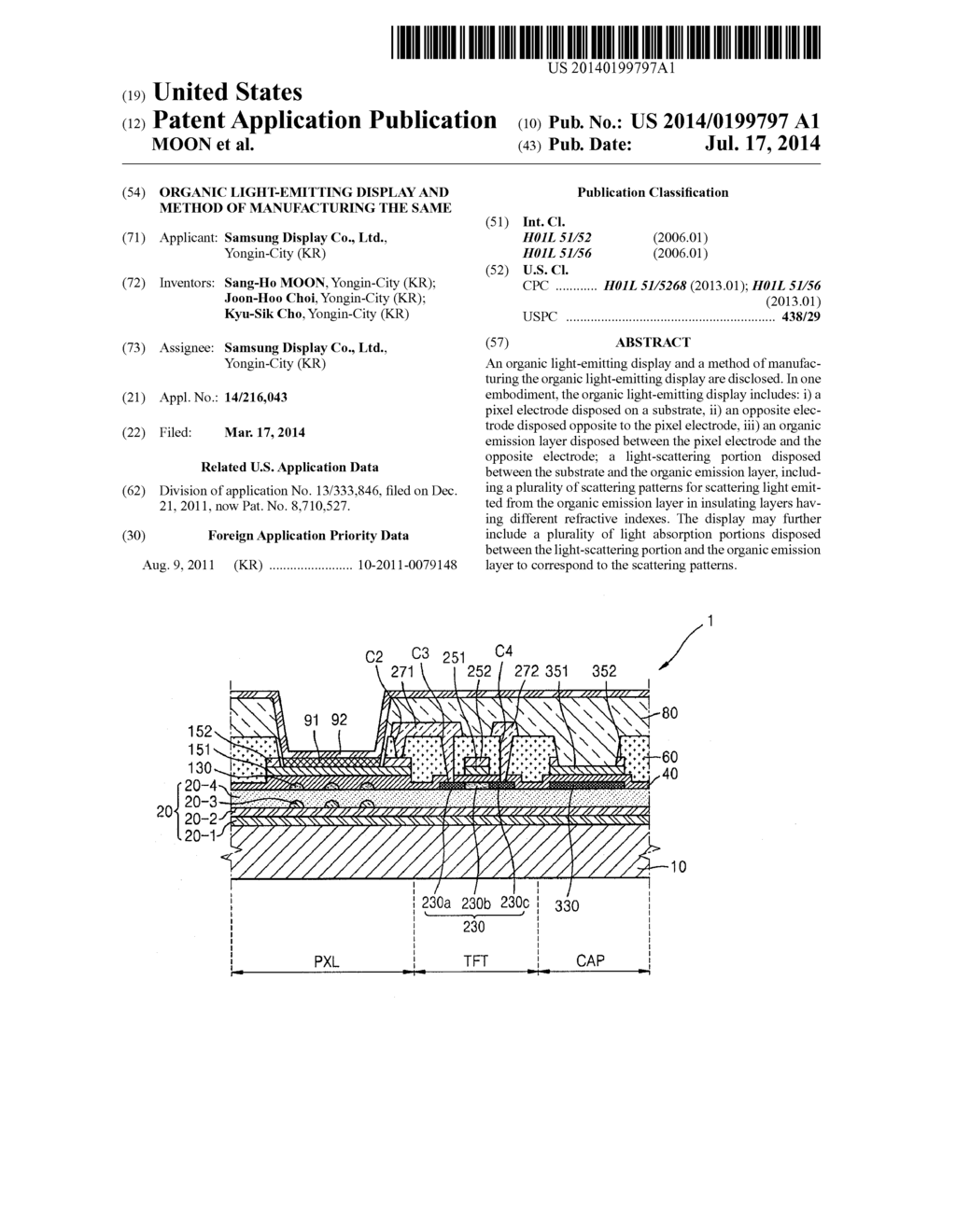 ORGANIC LIGHT-EMITTING DISPLAY AND METHOD OF MANUFACTURING THE SAME - diagram, schematic, and image 01