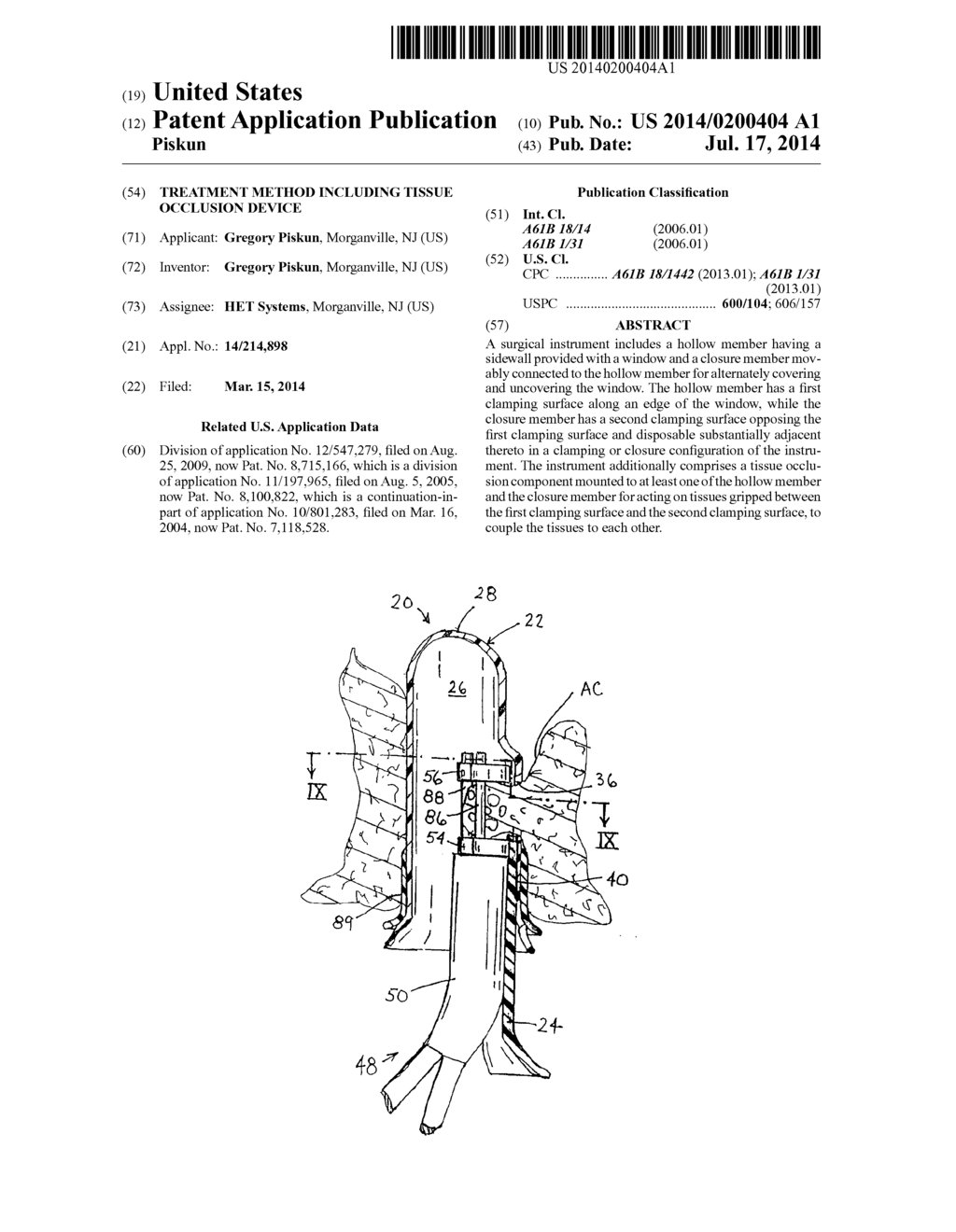 TREATMENT METHOD INCLUDING TISSUE OCCLUSION DEVICE - diagram, schematic, and image 01