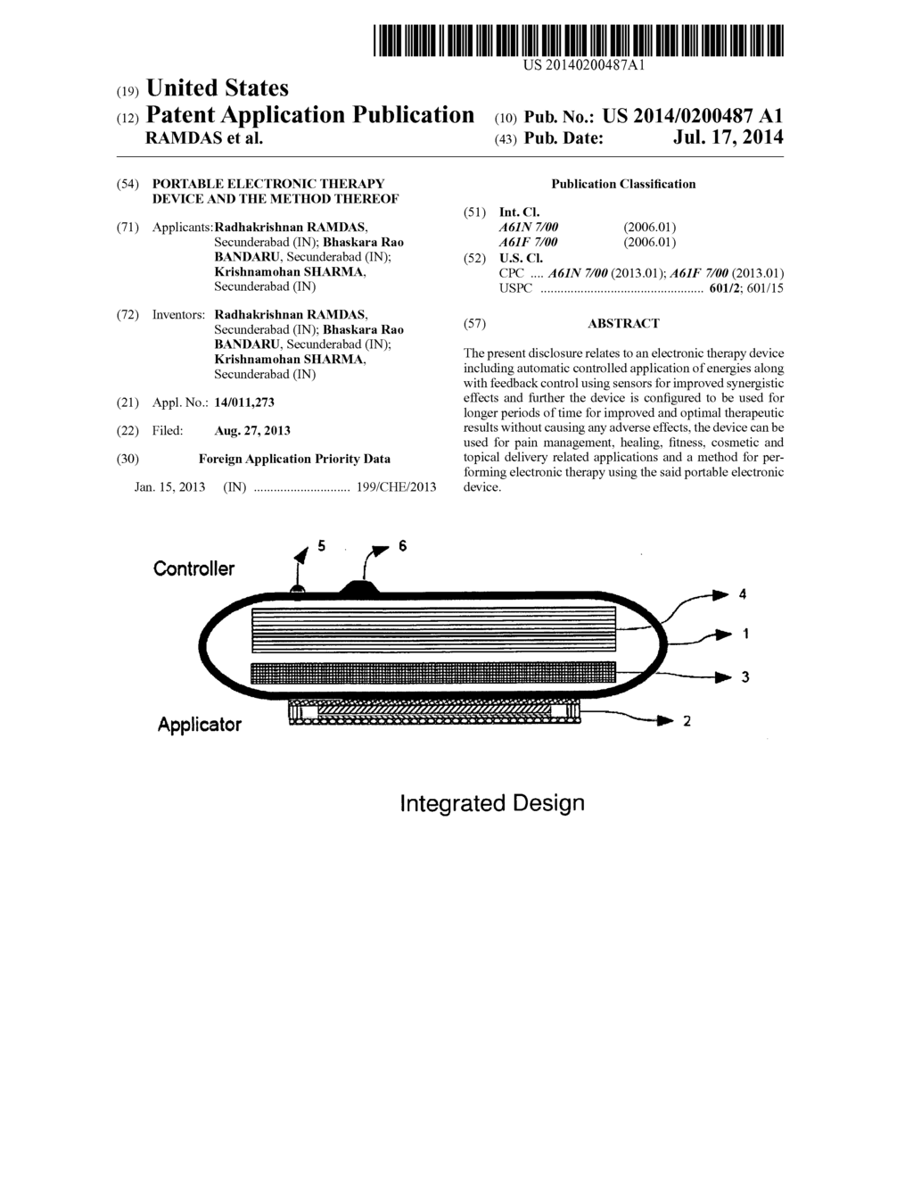 PORTABLE ELECTRONIC THERAPY DEVICE AND THE METHOD THEREOF - diagram, schematic, and image 01