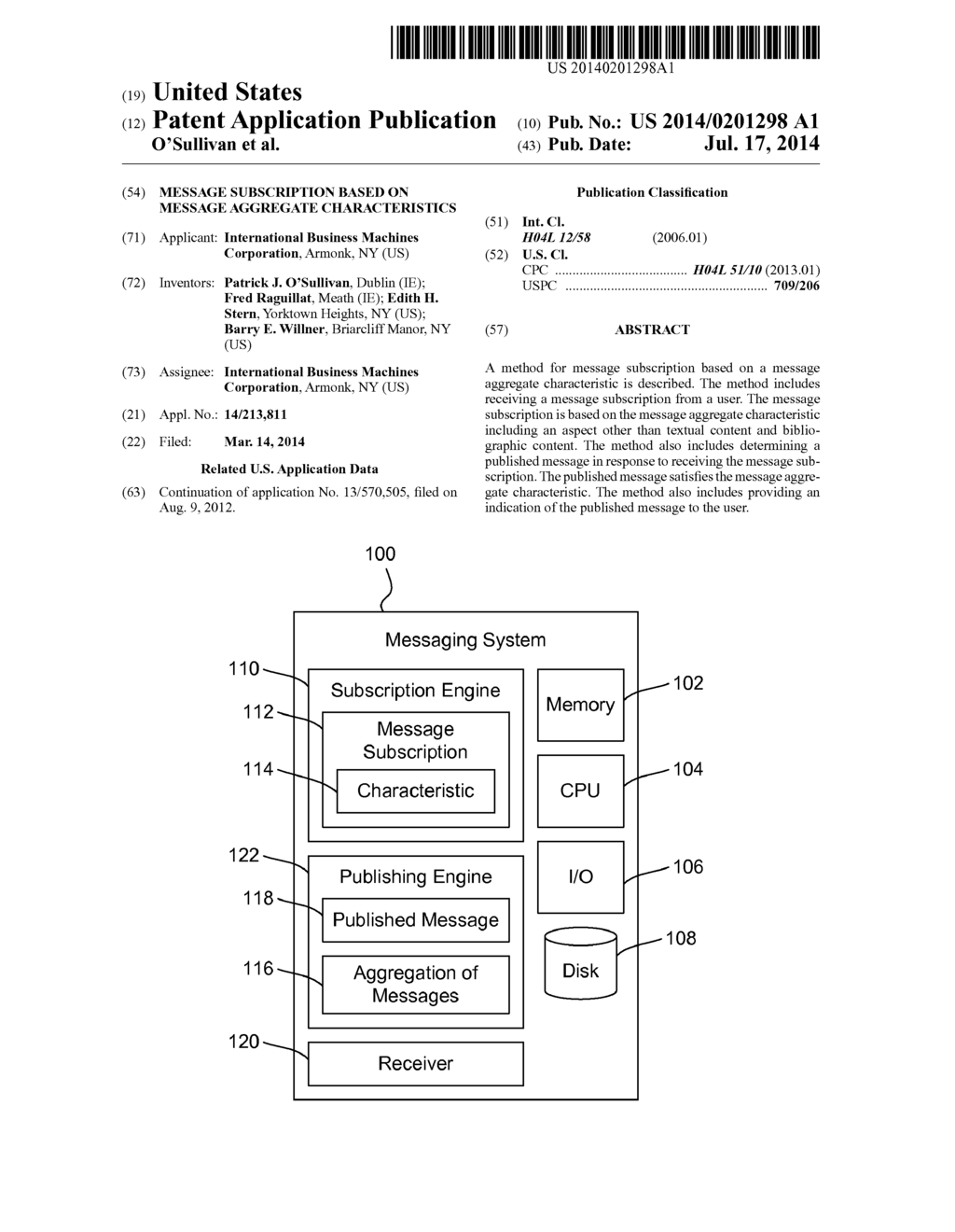 MESSAGE SUBSCRIPTION BASED ON MESSAGE AGGREGATE CHARACTERISTICS - diagram, schematic, and image 01