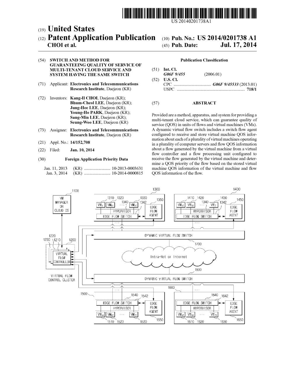 SWITCH AND METHOD FOR GUARANTEEING QUALITY OF SERVICE OF MULTI-TENANT     CLOUD SERVICE AND SYSTEM HAVING THE SAME SWITCH - diagram, schematic, and image 01