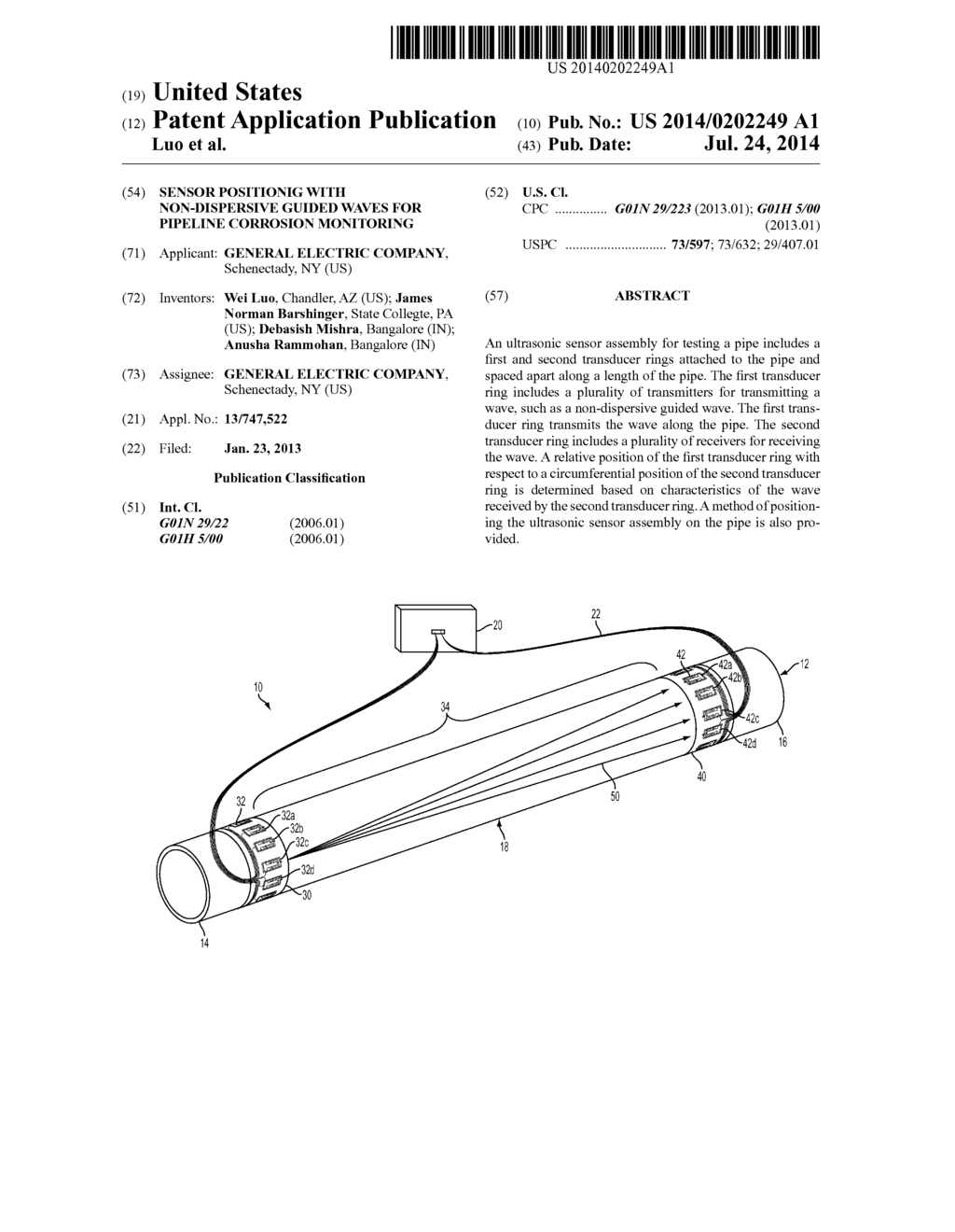 SENSOR POSITIONIG WITH NON-DISPERSIVE GUIDED WAVES FOR PIPELINE CORROSION     MONITORING - diagram, schematic, and image 01