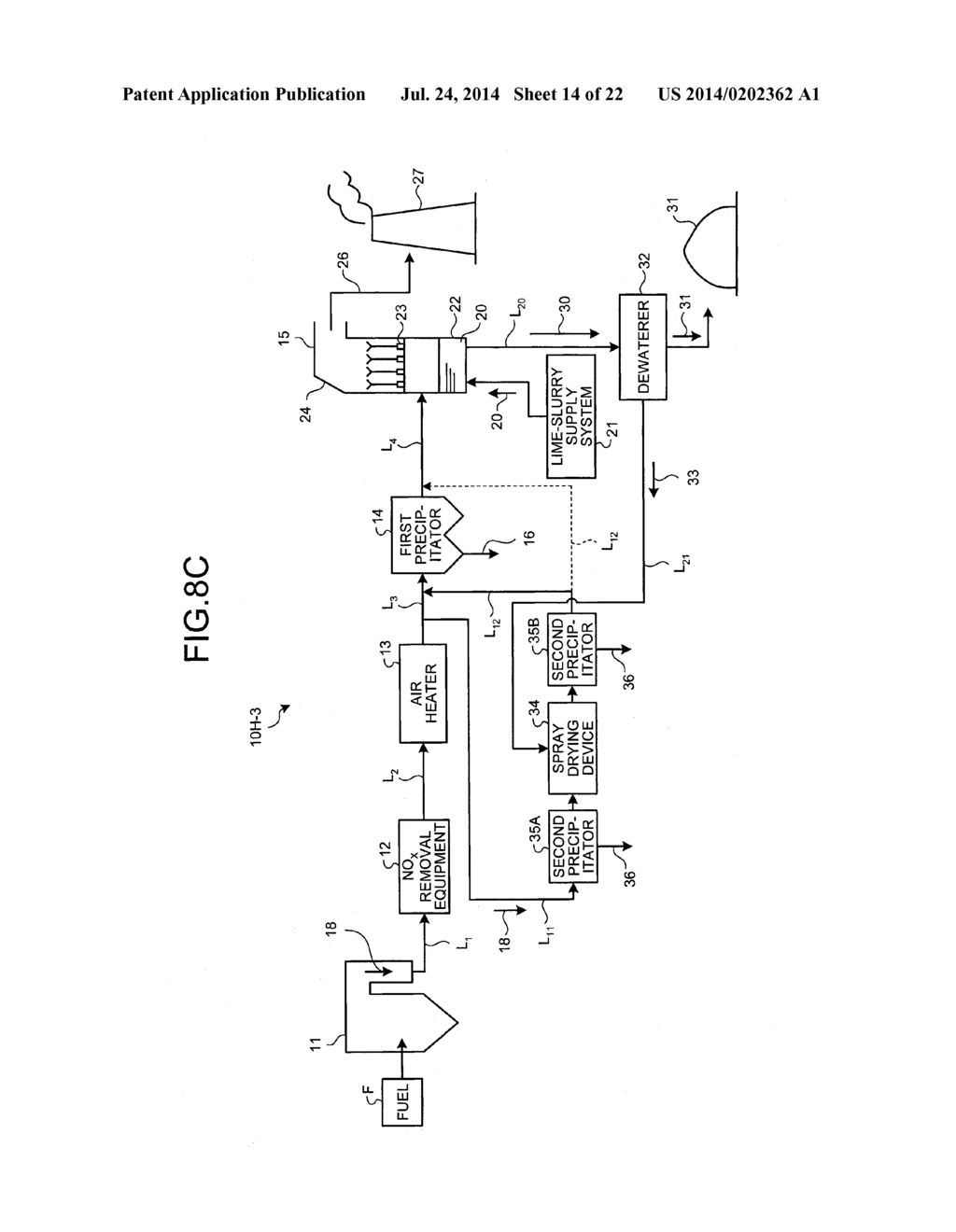 AIR POLLUTION CONTROL SYSTEM, AIR POLLUTION CONTROL METHOD, SPRAY DRYING     DEVICE OF DEWATERING FILTRATION FLUID FROM DESULFURIZATION DISCHARGED     WATER, AND METHOD THEREOF - diagram, schematic, and image 15