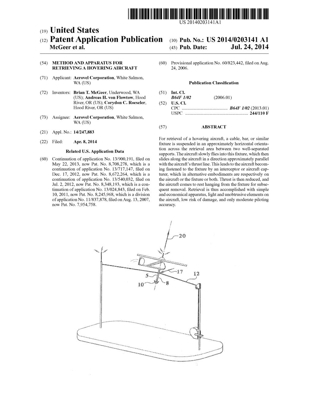 METHOD AND APPARATUS FOR RETRIEVING A HOVERING AIRCRAFT - diagram, schematic, and image 01