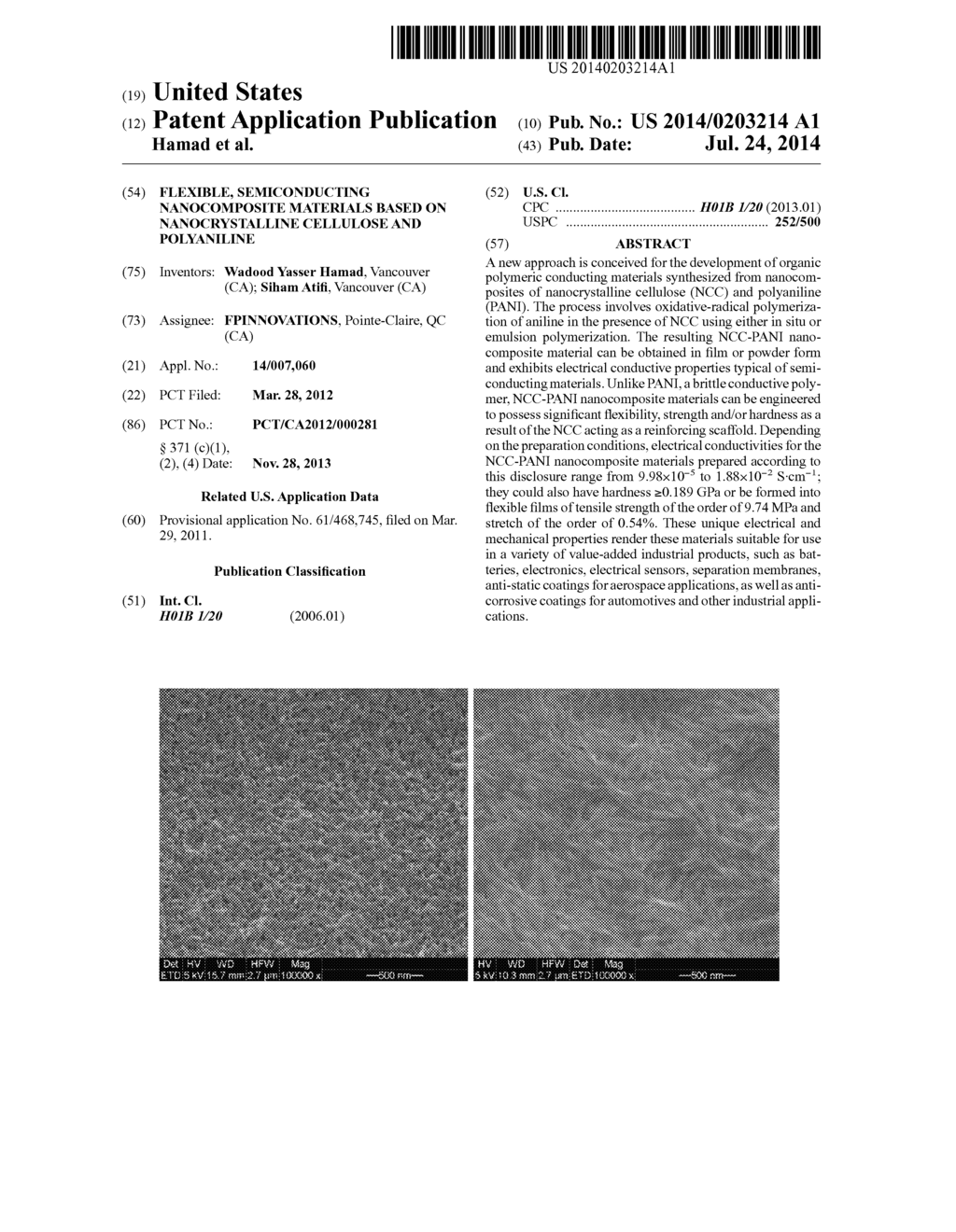 FLEXIBLE, SEMICONDUCTING NANOCOMPOSITE MATERIALS BASED ON NANOCRYSTALLINE     CELLULOSE AND POLYANILINE - diagram, schematic, and image 01