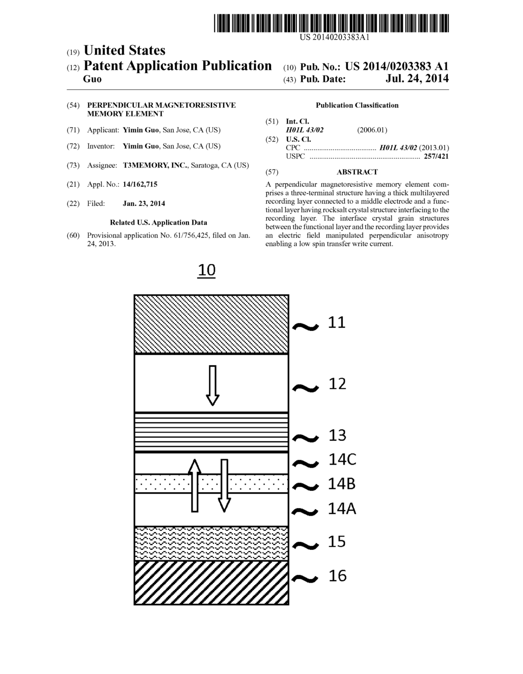 PERPENDICULAR MAGNETORESISTIVE MEMORY ELEMENT - diagram, schematic, and image 01