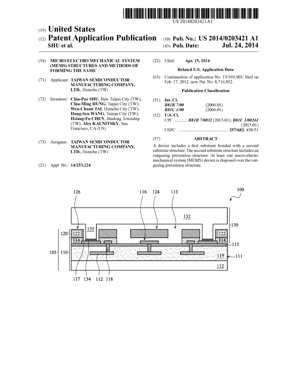 MICRO-ELECTRO MECHANICAL SYSTEM (MEMS) STRUCTURES AND METHODS OF FORMING     THE SAME - diagram, schematic, and image 01