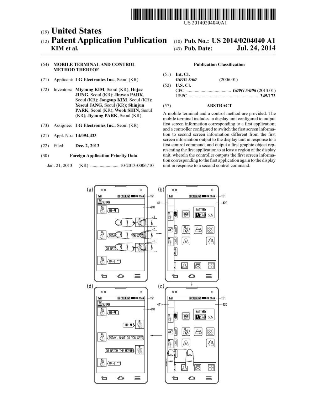 MOBILE TERMINAL AND CONTROL METHOD THEREOF - diagram, schematic, and image 01