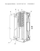 RACK-MOUNTABLE, TILTABLE SURGE PROTECTOR HOUSINGS FOR POWER SURGE     PROTECTOR ACCESSIBILITY, AND RELATED ASSEMBLIES, METHODS, AND BASE     STATION EQUIPMENT diagram and image