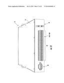 RACK-MOUNTABLE, TILTABLE SURGE PROTECTOR HOUSINGS FOR POWER SURGE     PROTECTOR ACCESSIBILITY, AND RELATED ASSEMBLIES, METHODS, AND BASE     STATION EQUIPMENT diagram and image