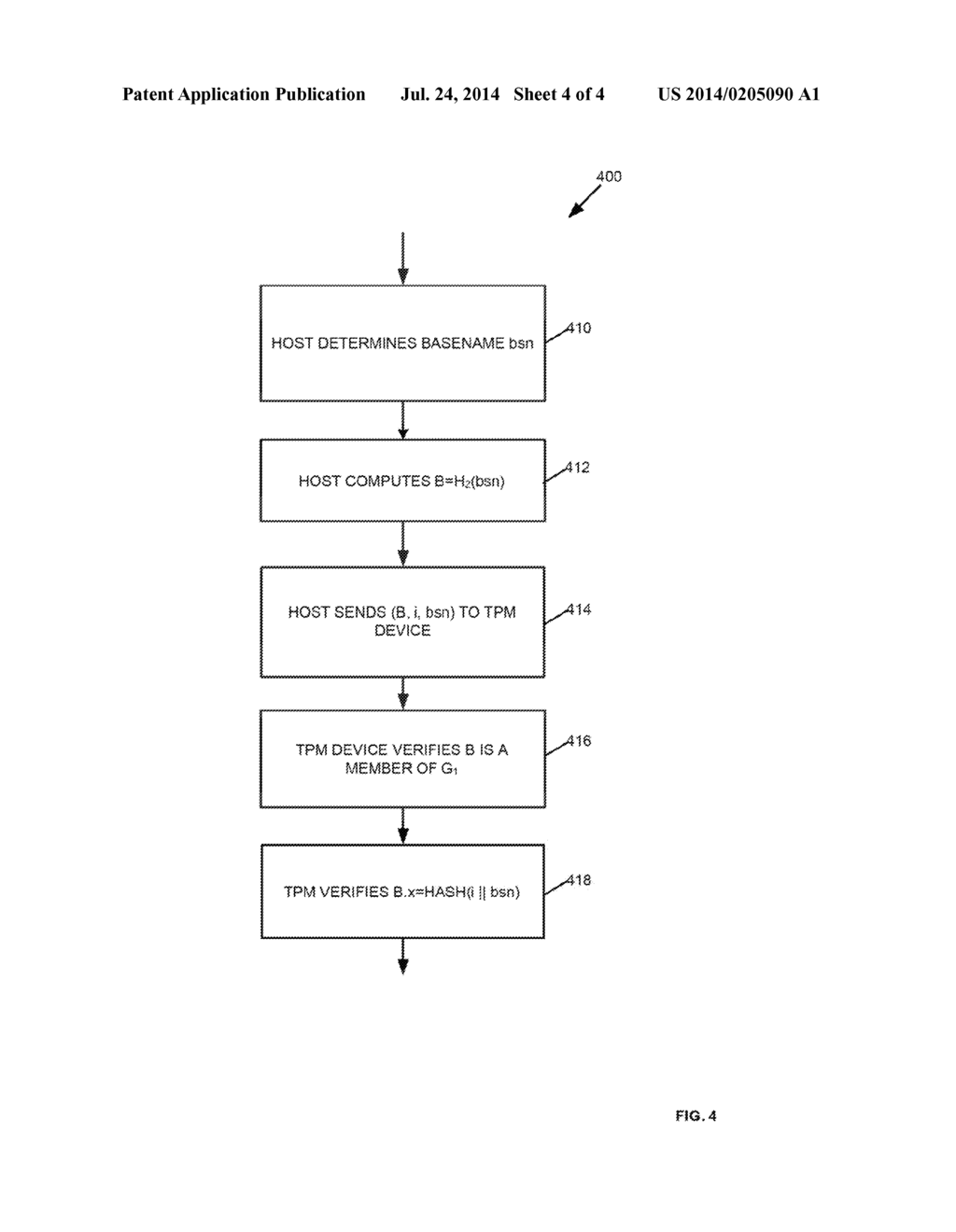 METHOD AND SYSTEM FOR SECURELY COMPUTING A BASE POINT IN DIRECT ANONYMOUS     ATTESTATION - diagram, schematic, and image 05