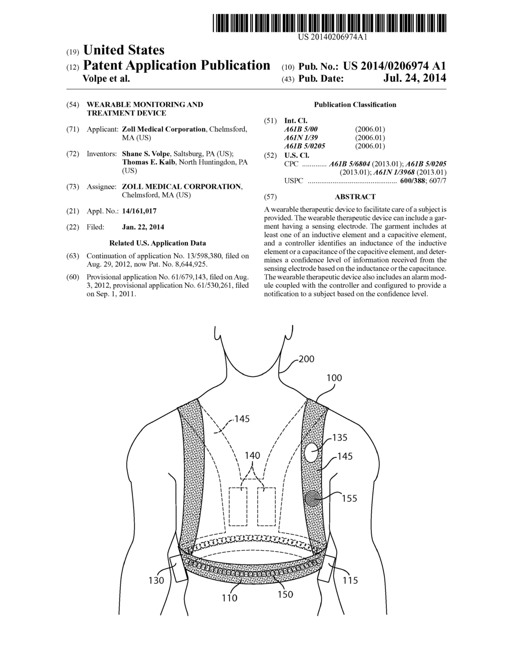 WEARABLE MONITORING AND TREATMENT DEVICE - diagram, schematic, and image 01