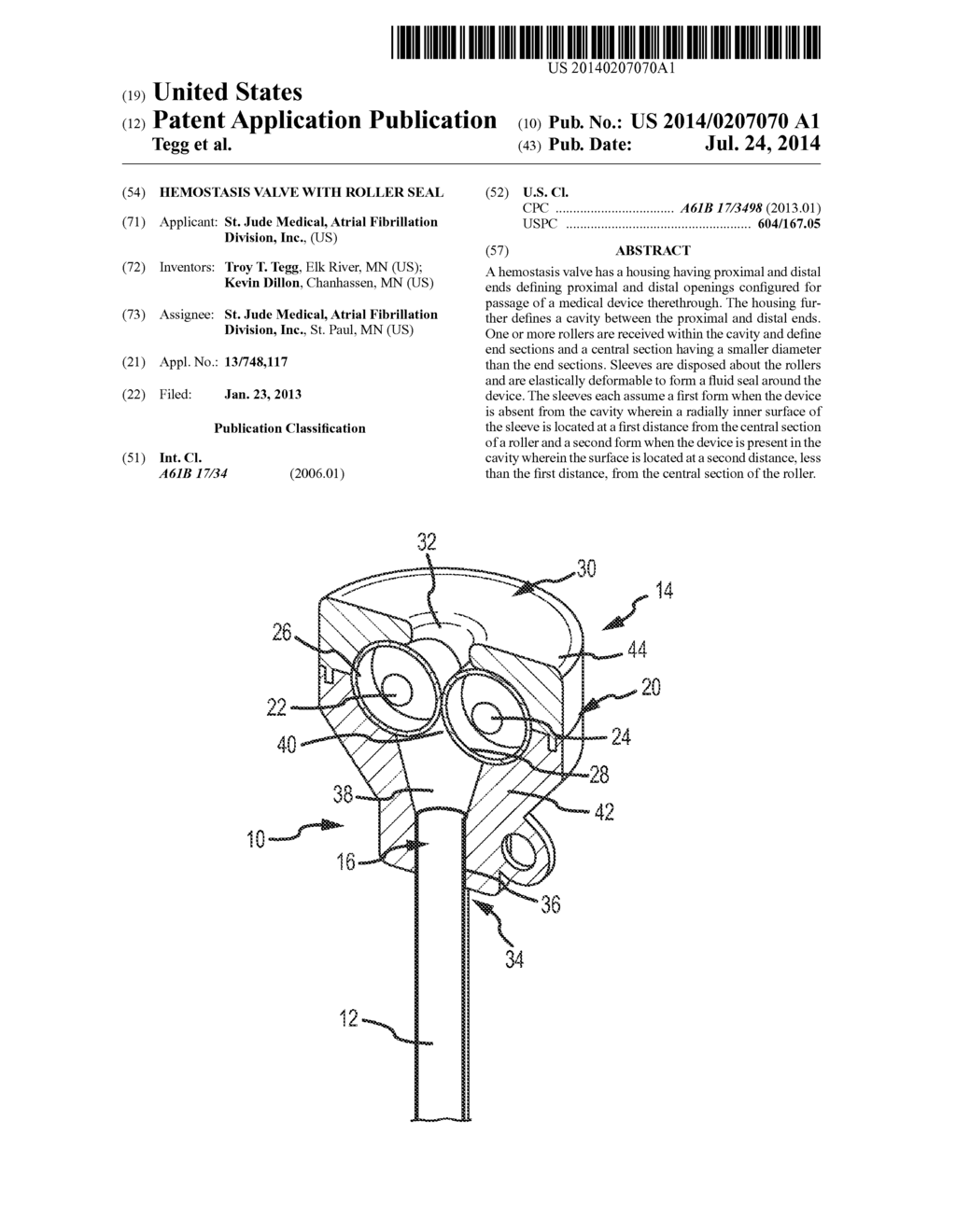 HEMOSTASIS VALVE WITH ROLLER SEAL - diagram, schematic, and image 01