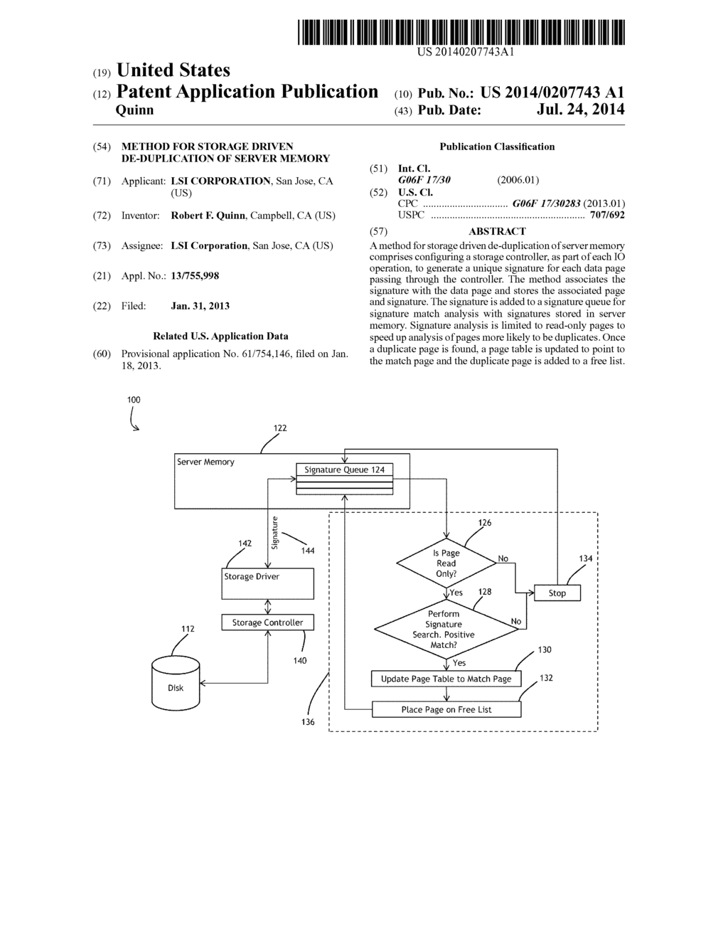 Method for Storage Driven De-Duplication of Server Memory - diagram, schematic, and image 01