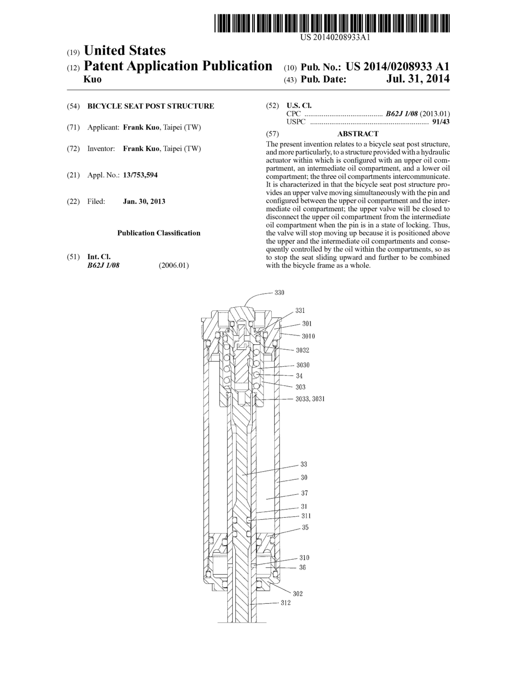 Bicycle Seat Post Structure - diagram, schematic, and image 01