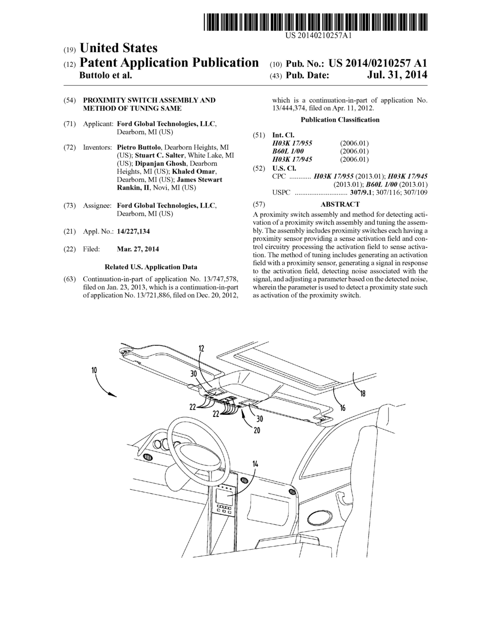 PROXIMITY SWITCH ASSEMBLY AND METHOD OF TUNING SAME - diagram, schematic, and image 01