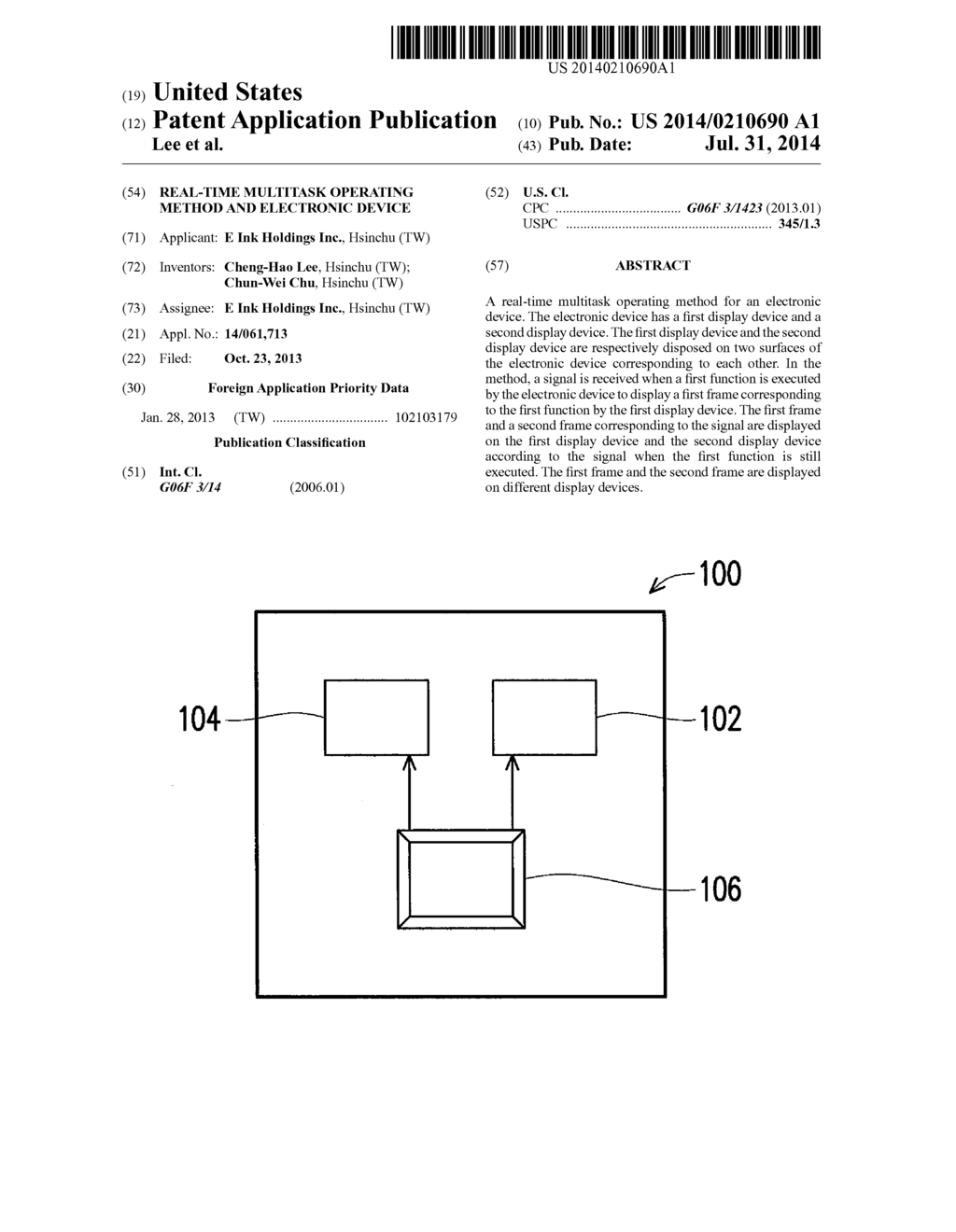 REAL-TIME MULTITASK OPERATING METHOD AND ELECTRONIC DEVICE - diagram, schematic, and image 01